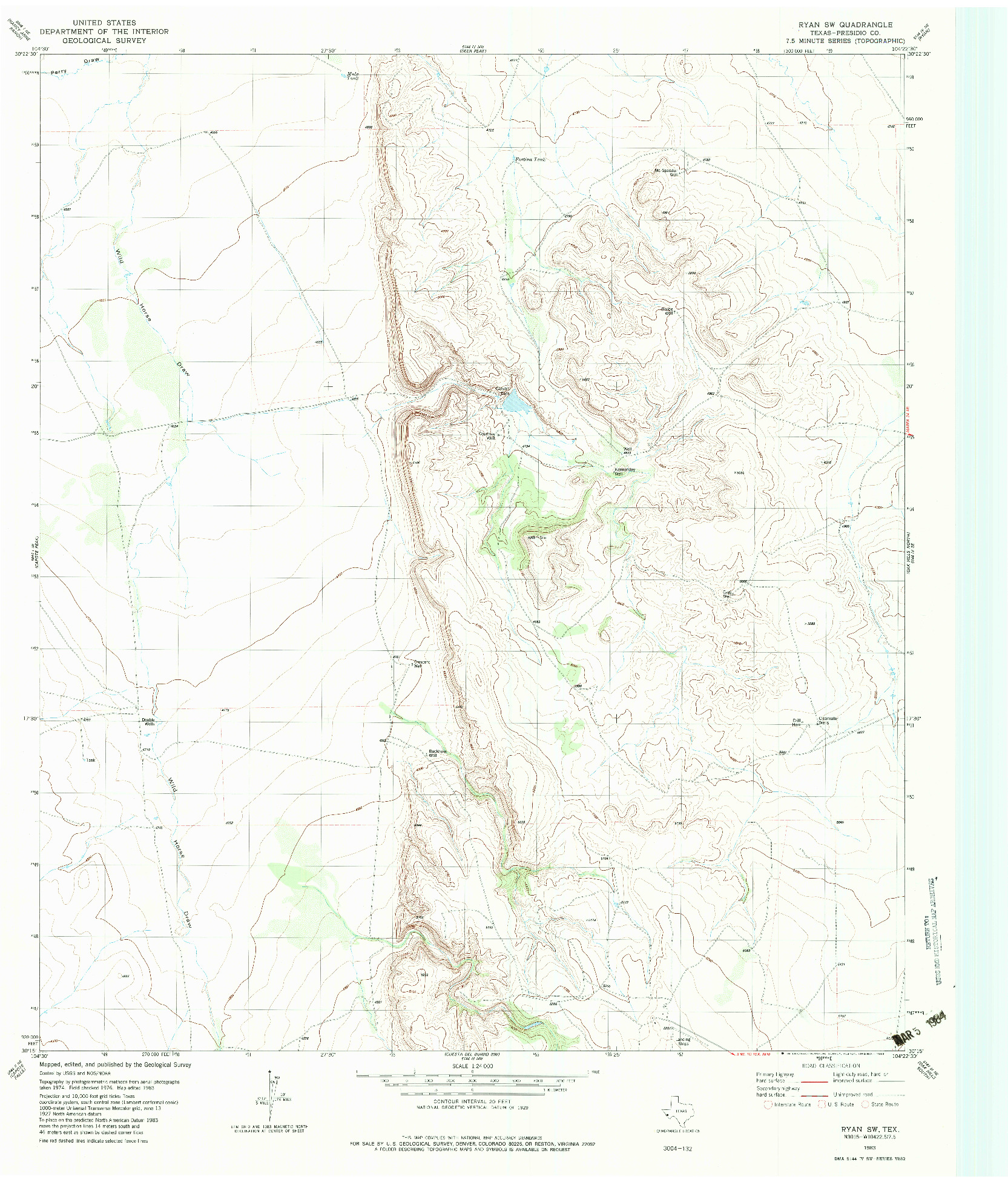 USGS 1:24000-SCALE QUADRANGLE FOR RYAN SW, TX 1983