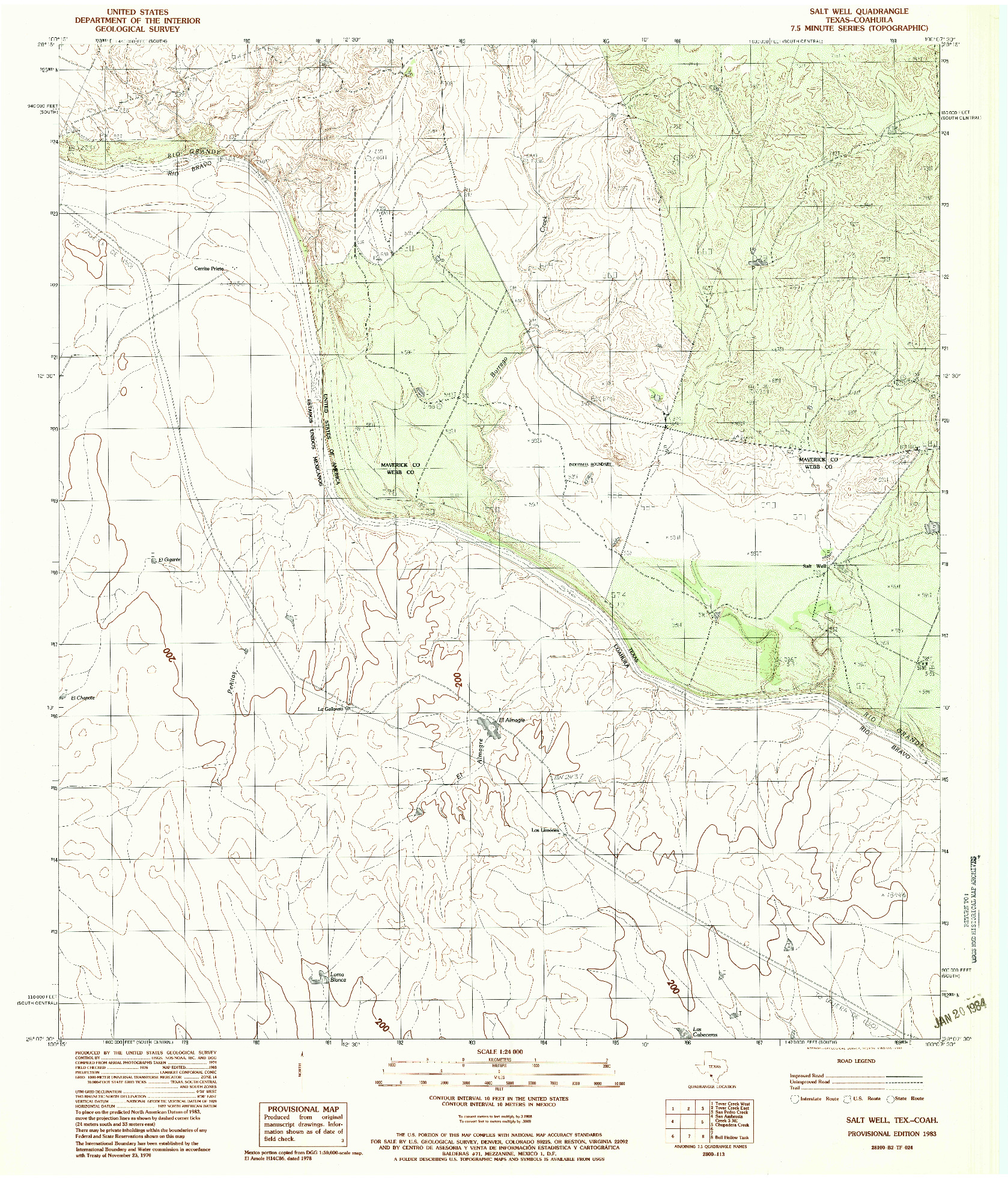 USGS 1:24000-SCALE QUADRANGLE FOR SALT WELL, TX 1983