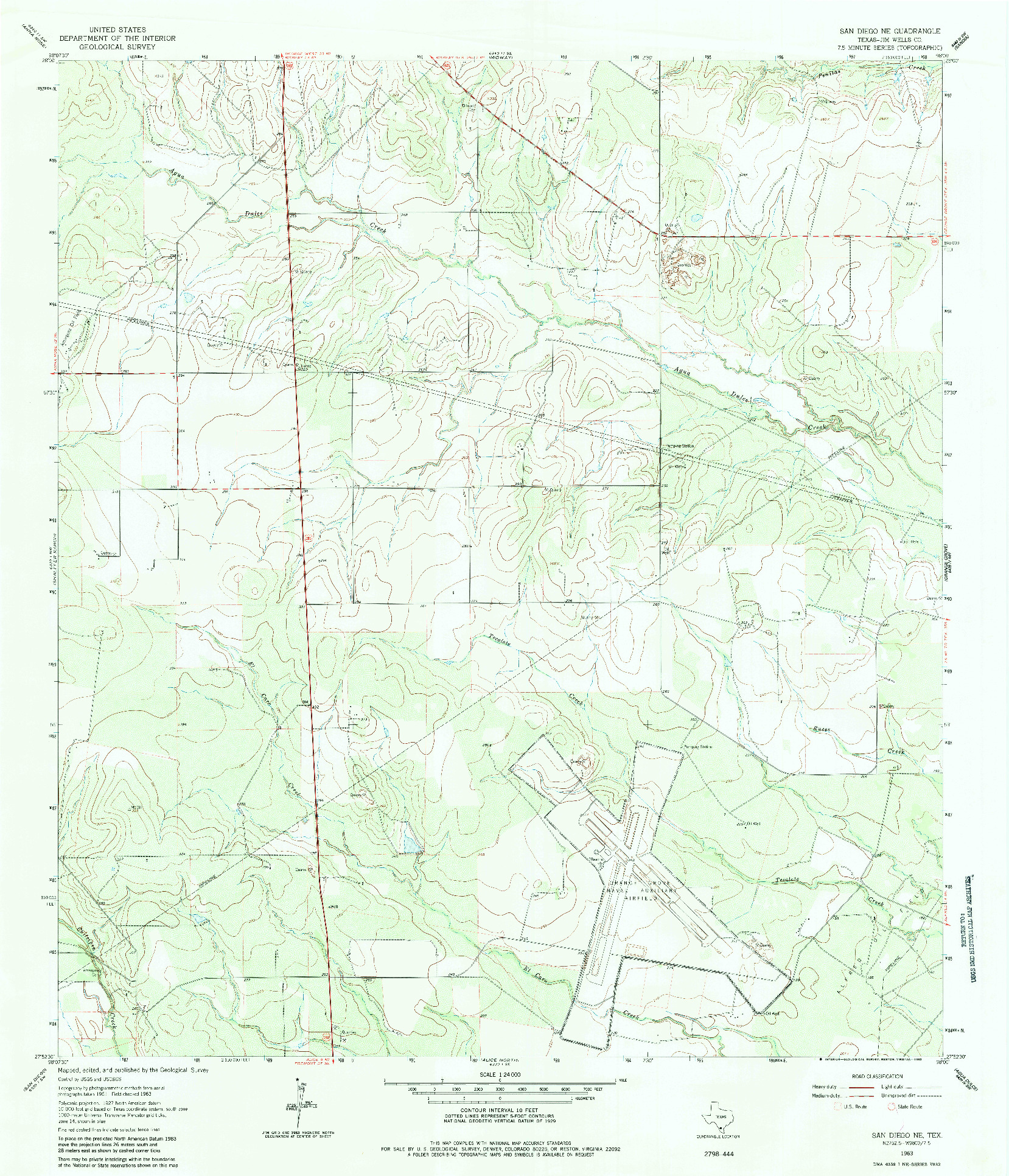 USGS 1:24000-SCALE QUADRANGLE FOR SAN DIEGO NE, TX 1963
