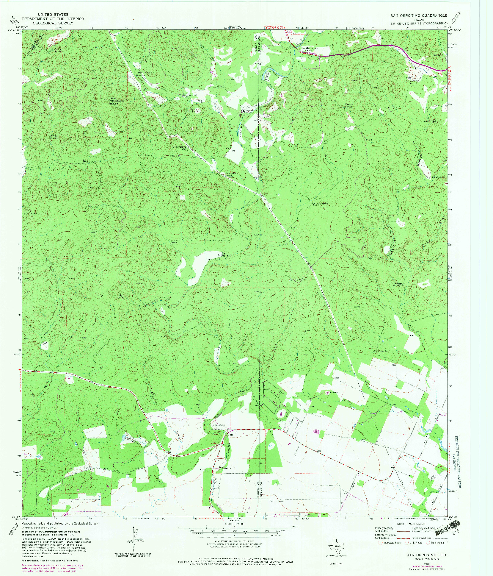 USGS 1:24000-SCALE QUADRANGLE FOR SAN GERONIMO, TX 1970