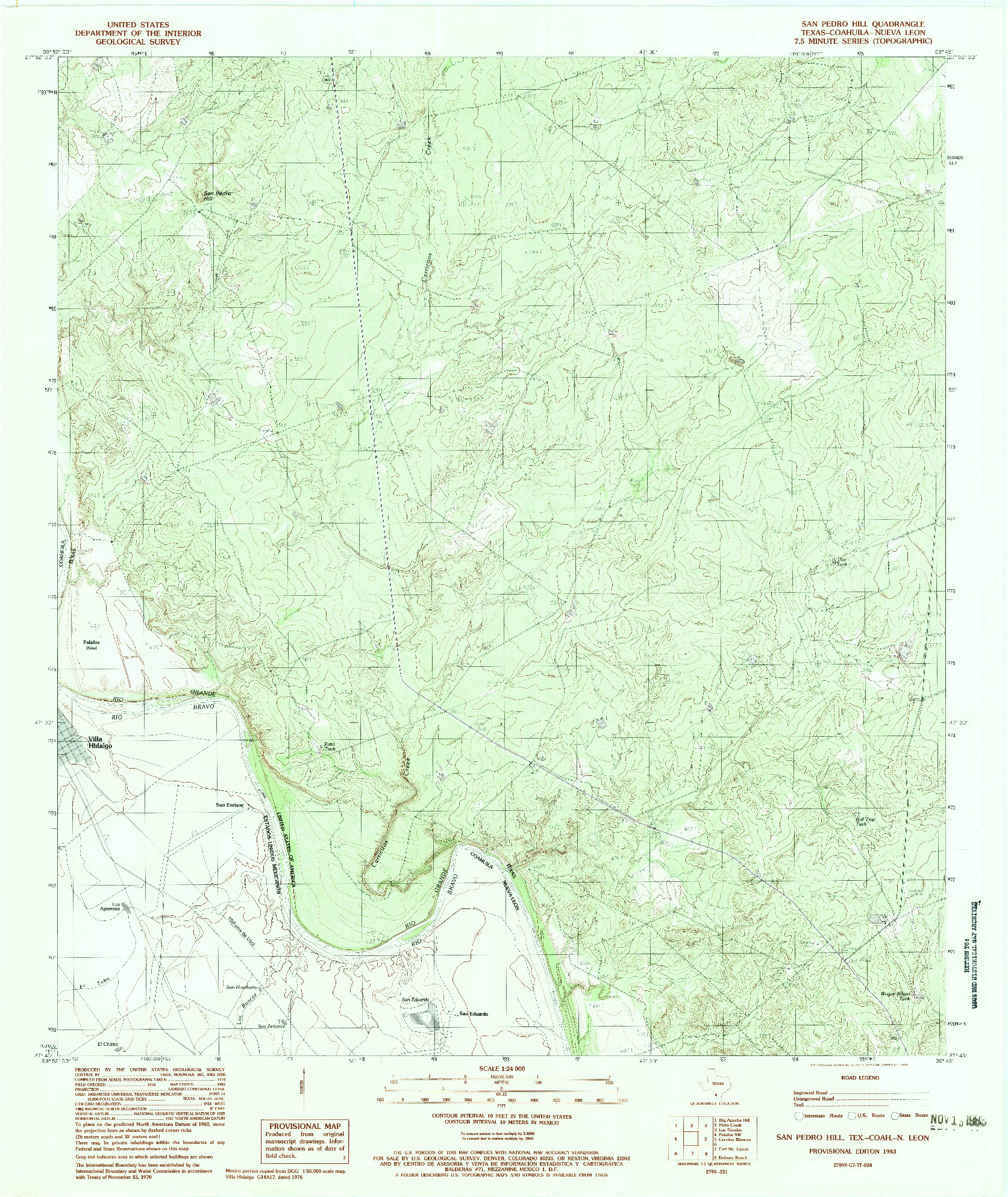 USGS 1:24000-SCALE QUADRANGLE FOR SAN PEDRO HILL, TX 1983