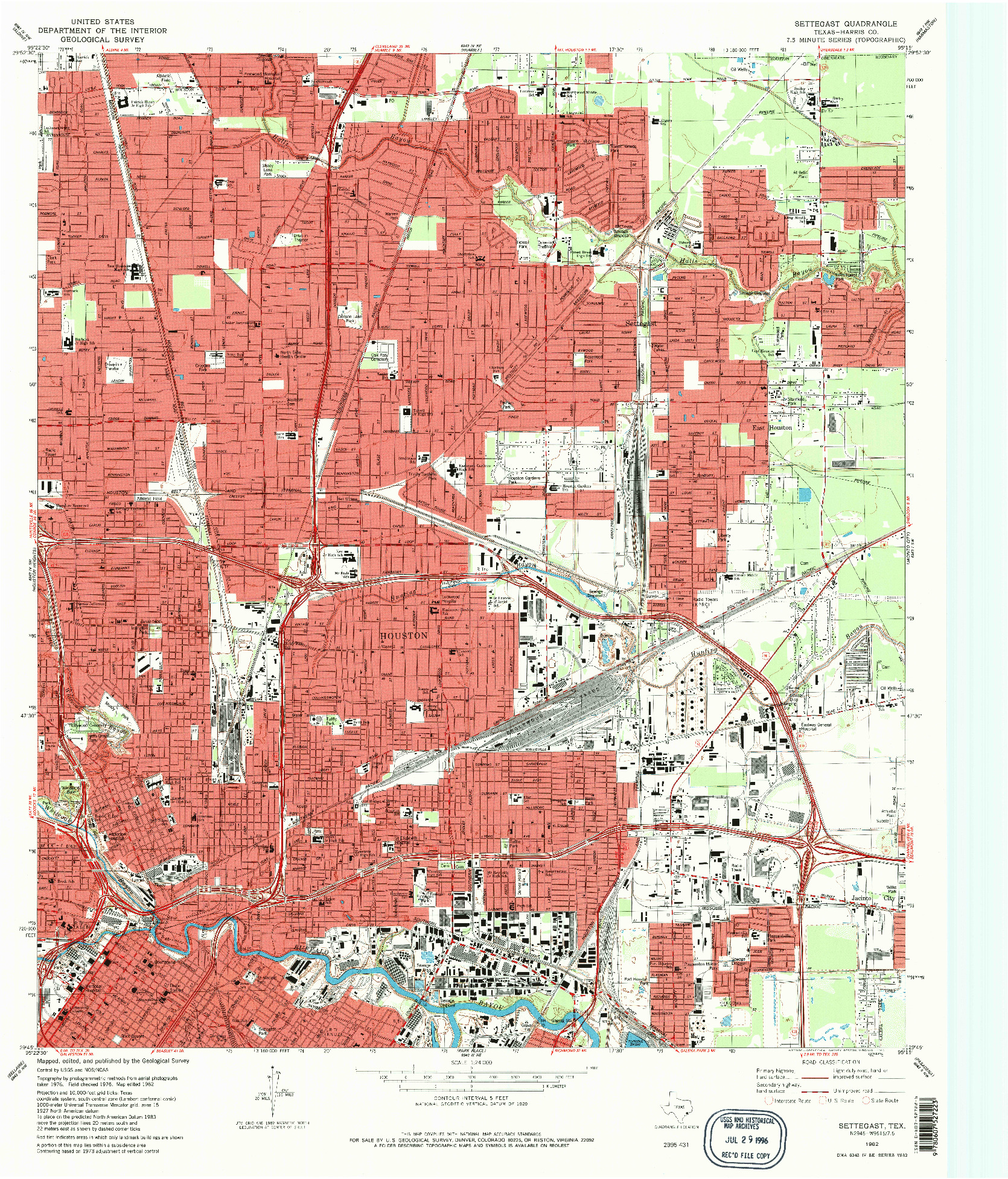 USGS 1:24000-SCALE QUADRANGLE FOR SETTEGAST, TX 1982