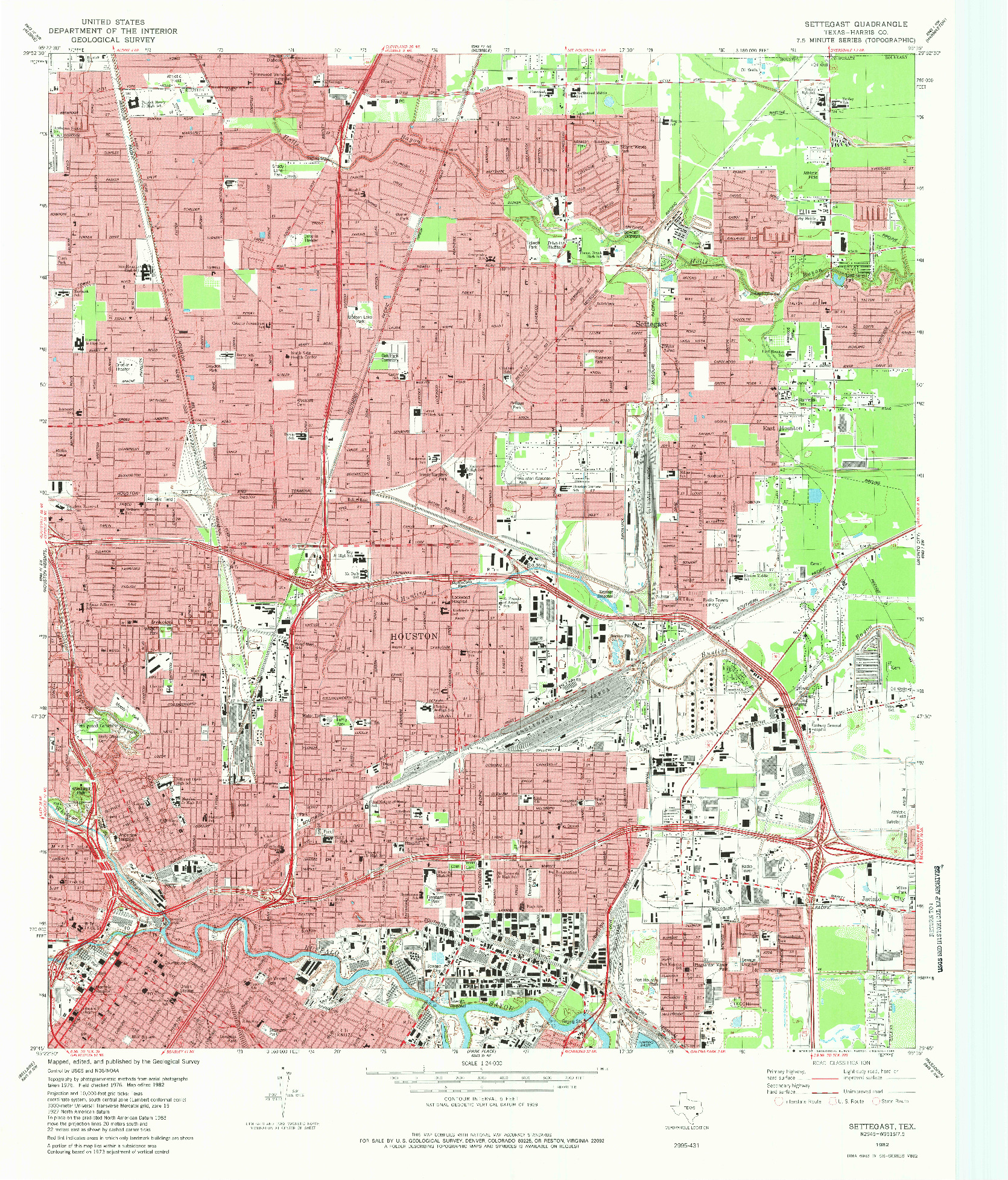 USGS 1:24000-SCALE QUADRANGLE FOR SETTEGAST, TX 1982