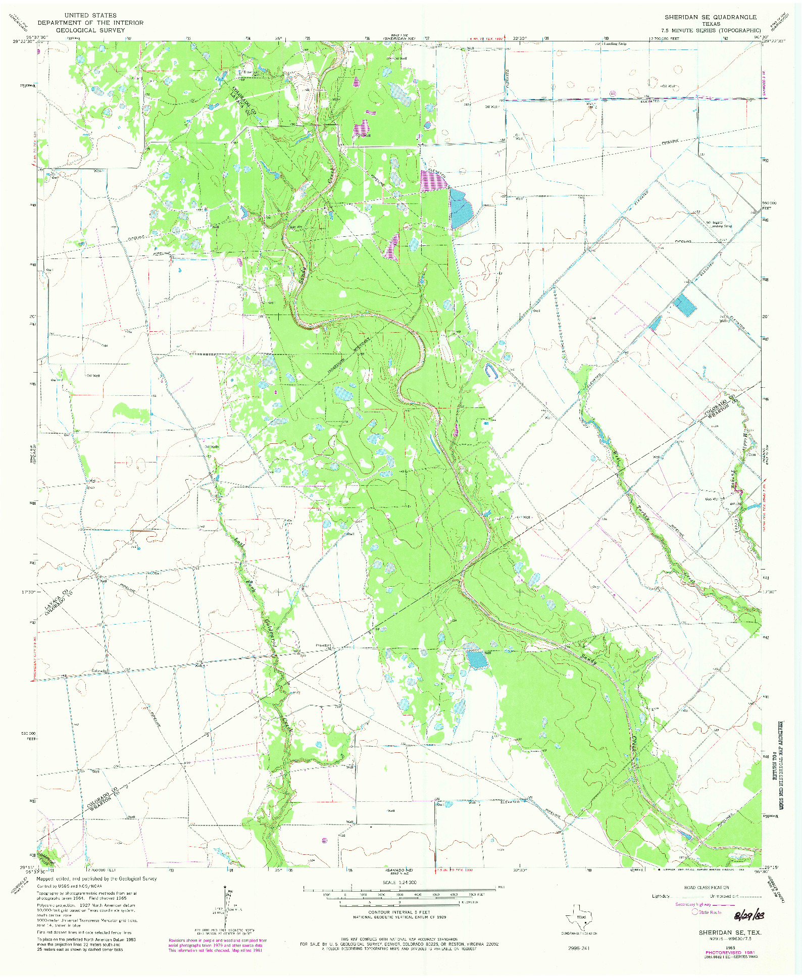 USGS 1:24000-SCALE QUADRANGLE FOR SHERIDAN SE, TX 1965