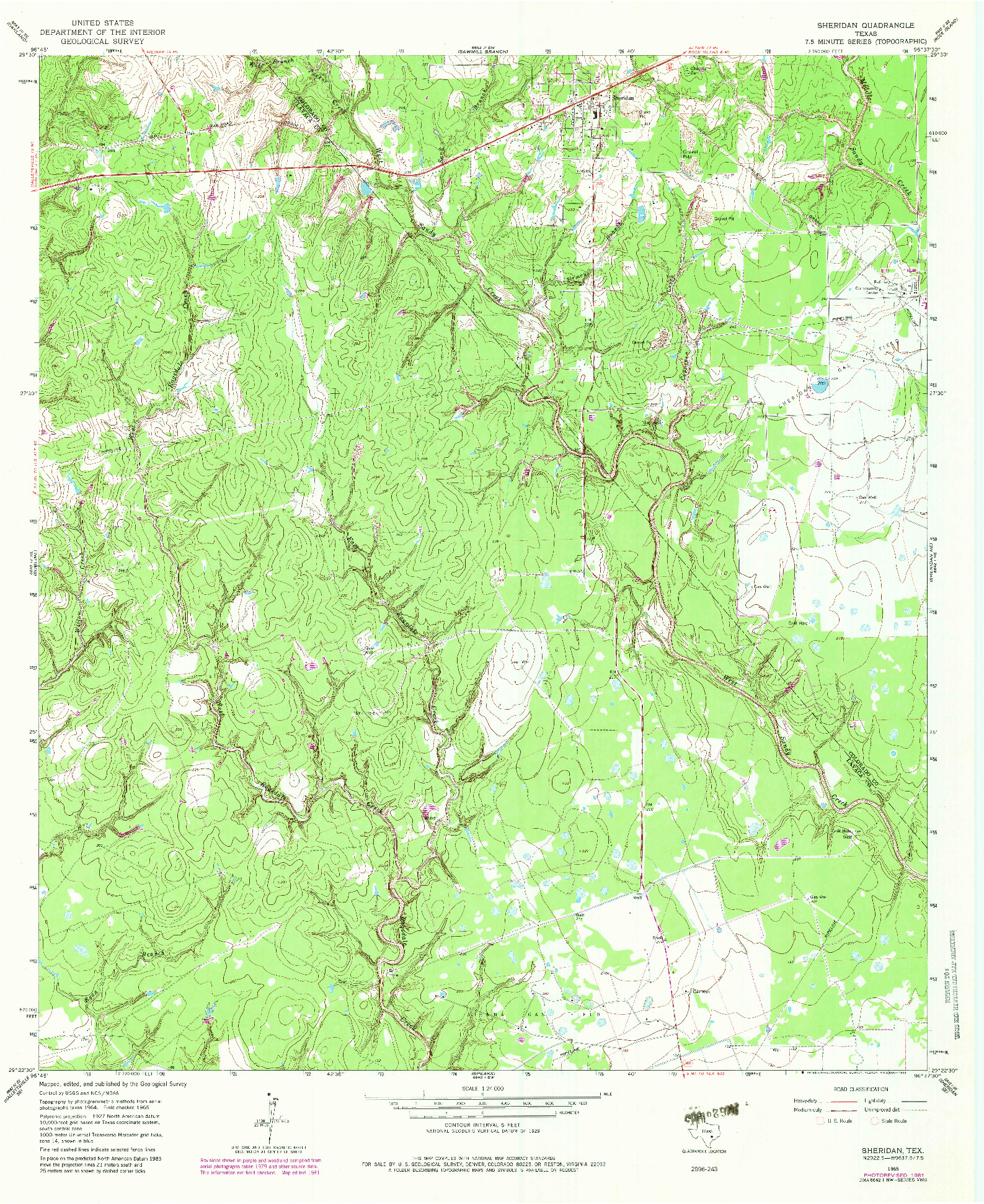 USGS 1:24000-SCALE QUADRANGLE FOR SHERIDAN, TX 1965