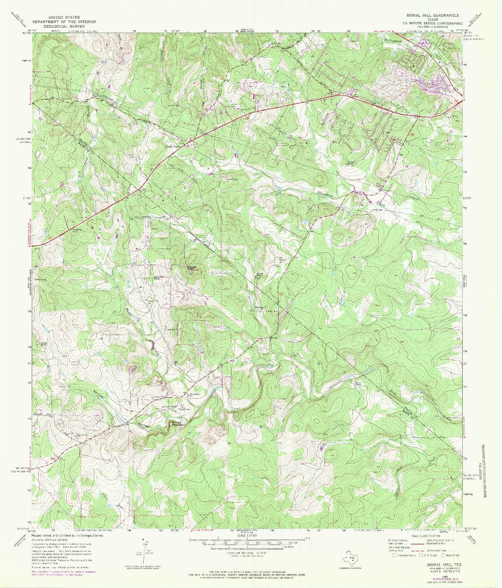 USGS 1:24000-SCALE QUADRANGLE FOR SIGNAL HILL, TX 1968