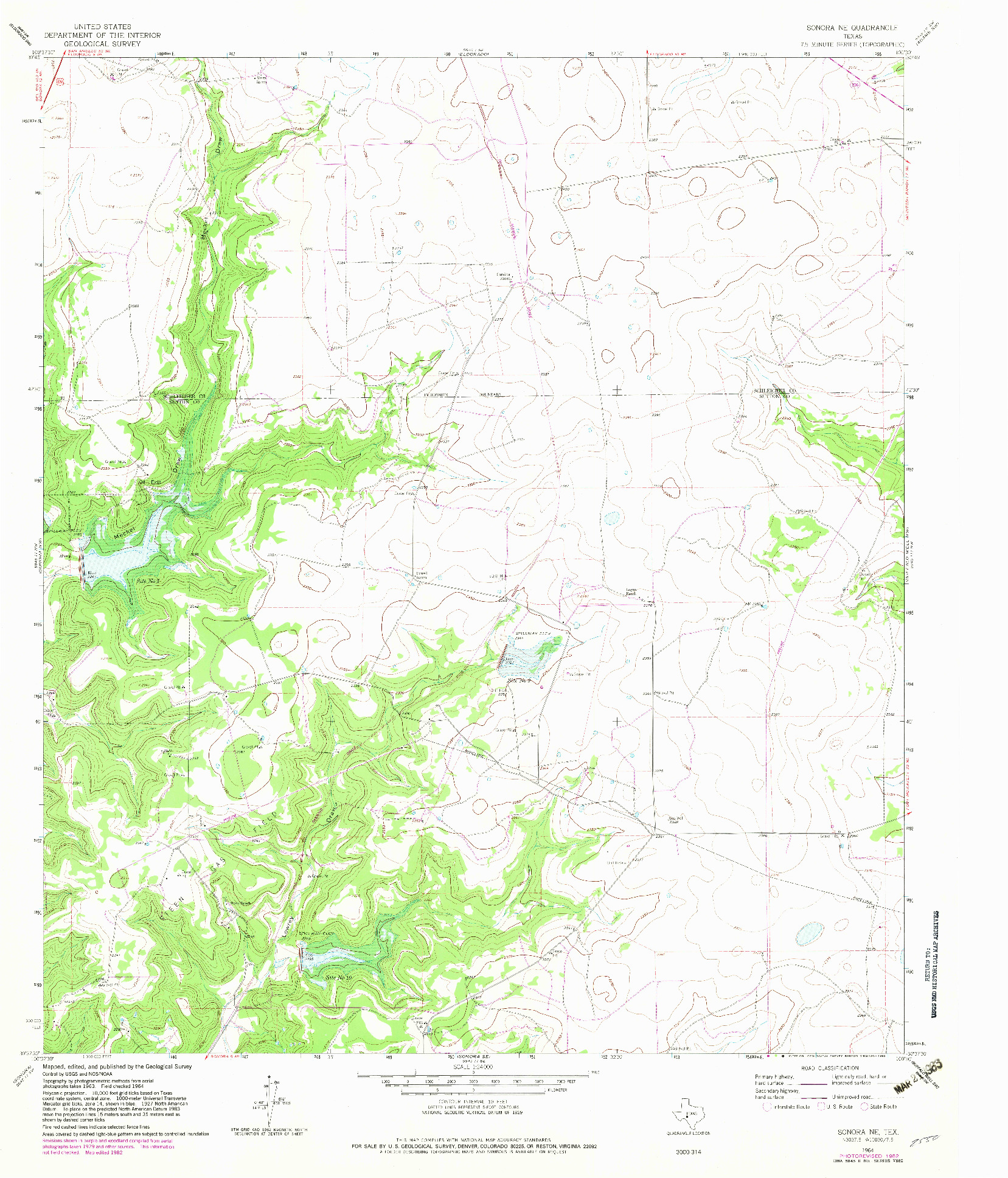 USGS 1:24000-SCALE QUADRANGLE FOR SONORA NE, TX 1964