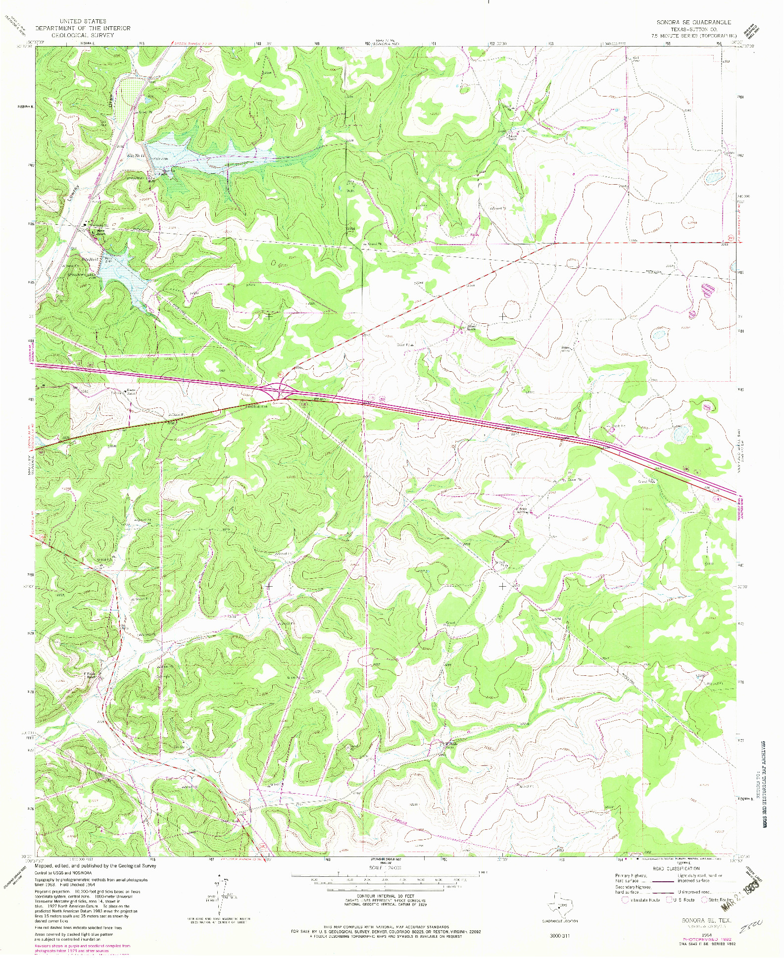 USGS 1:24000-SCALE QUADRANGLE FOR SONORA SE, TX 1964