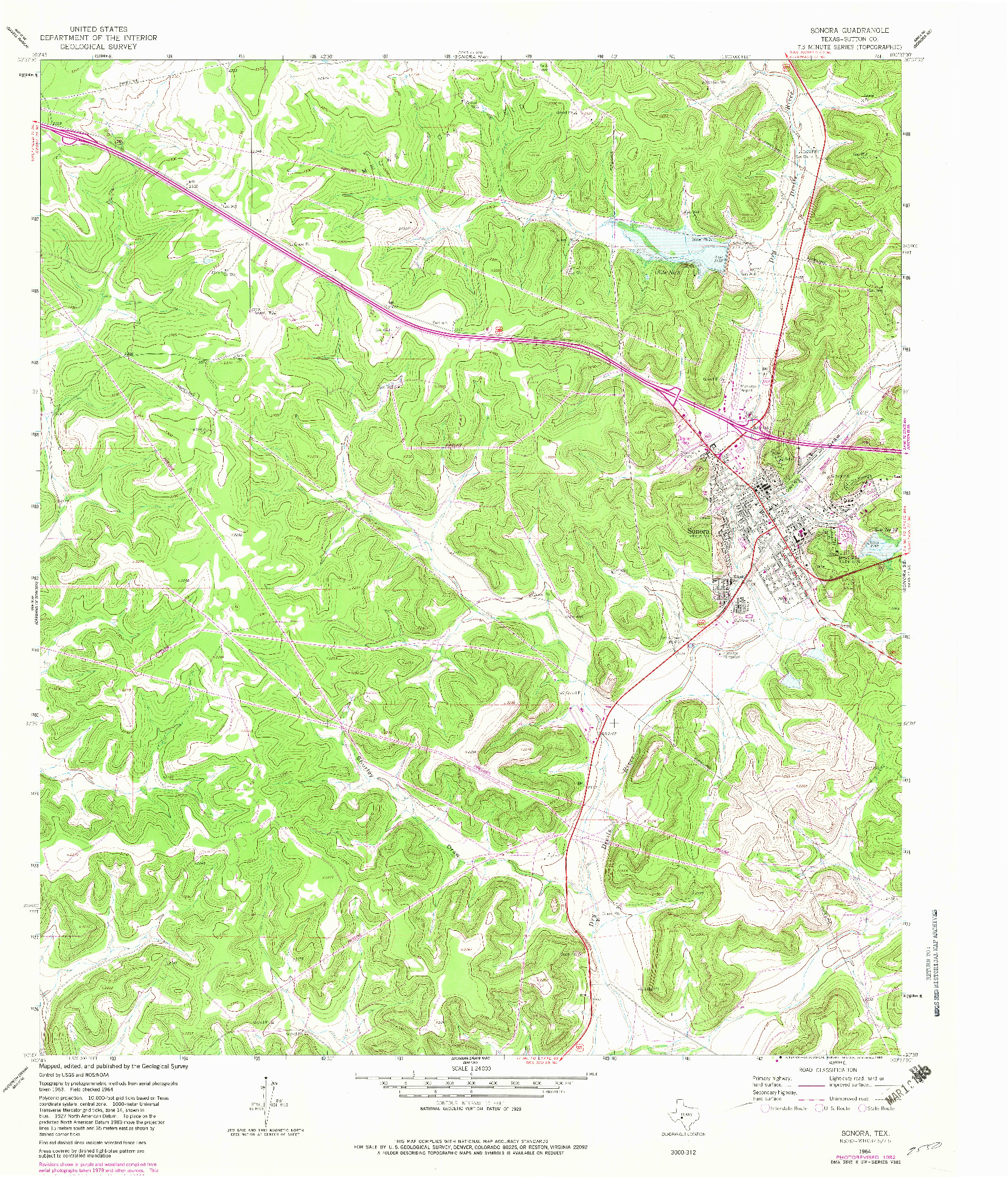 USGS 1:24000-SCALE QUADRANGLE FOR SONORA, TX 1964