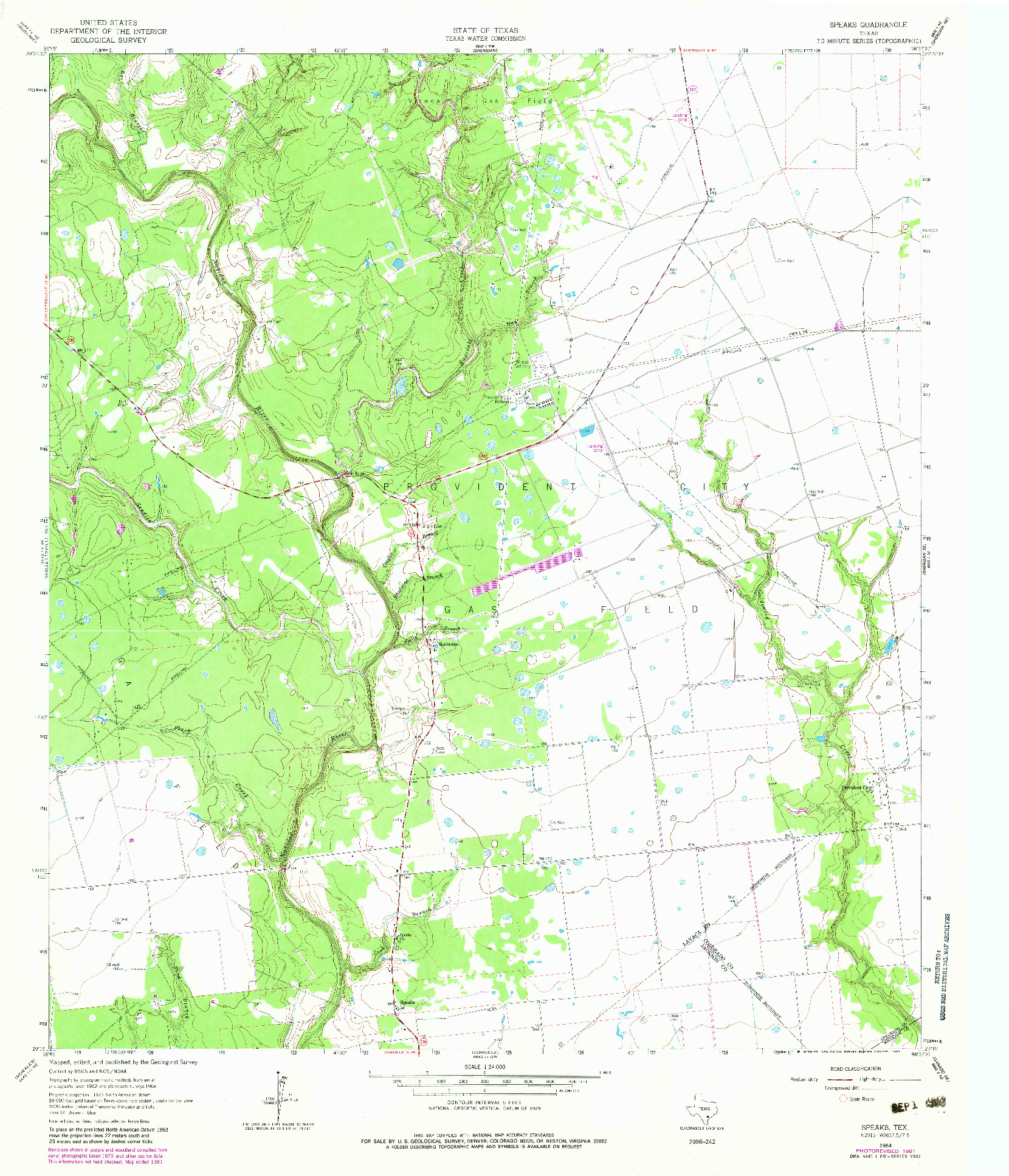 USGS 1:24000-SCALE QUADRANGLE FOR SPEAKS, TX 1964