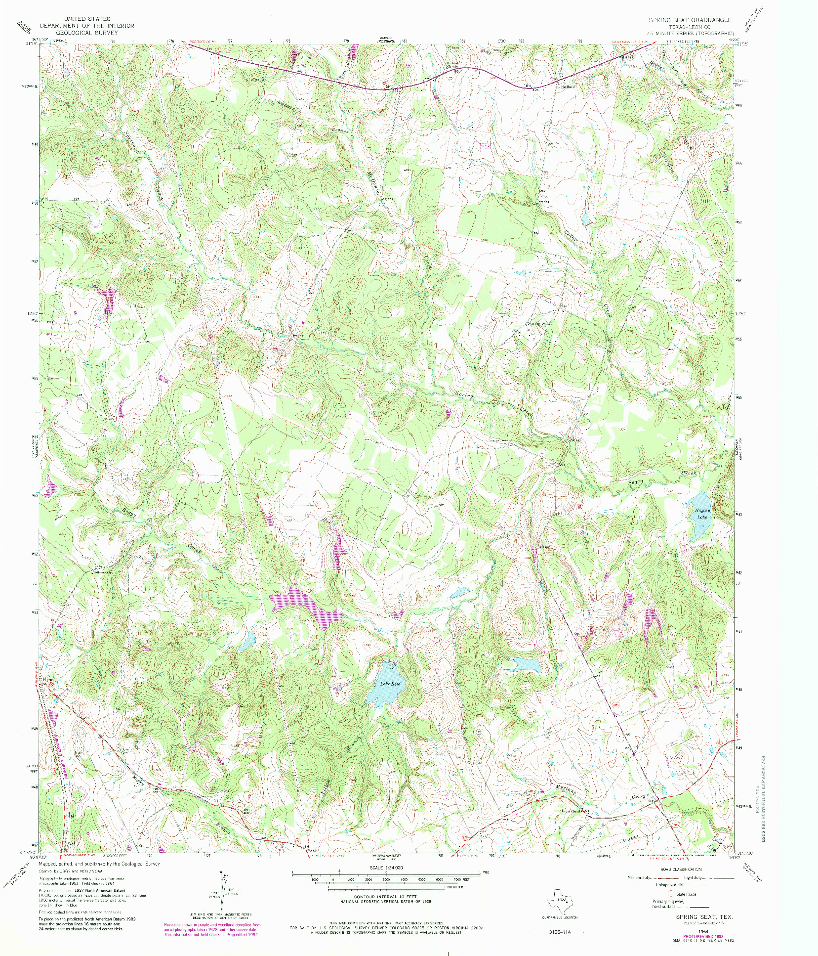 USGS 1:24000-SCALE QUADRANGLE FOR SPRING SEAT, TX 1964