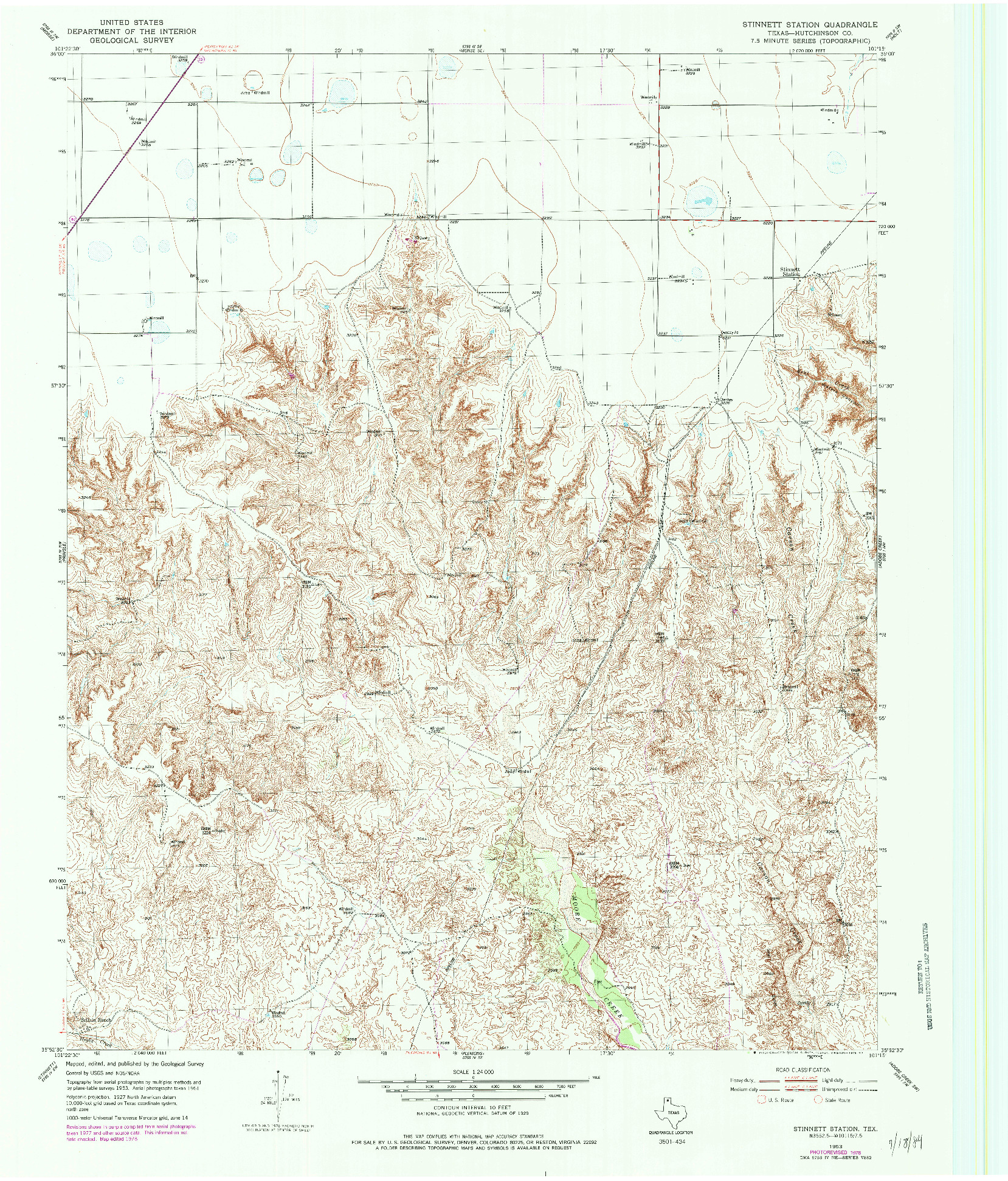 USGS 1:24000-SCALE QUADRANGLE FOR STINNETT STATION, TX 1953