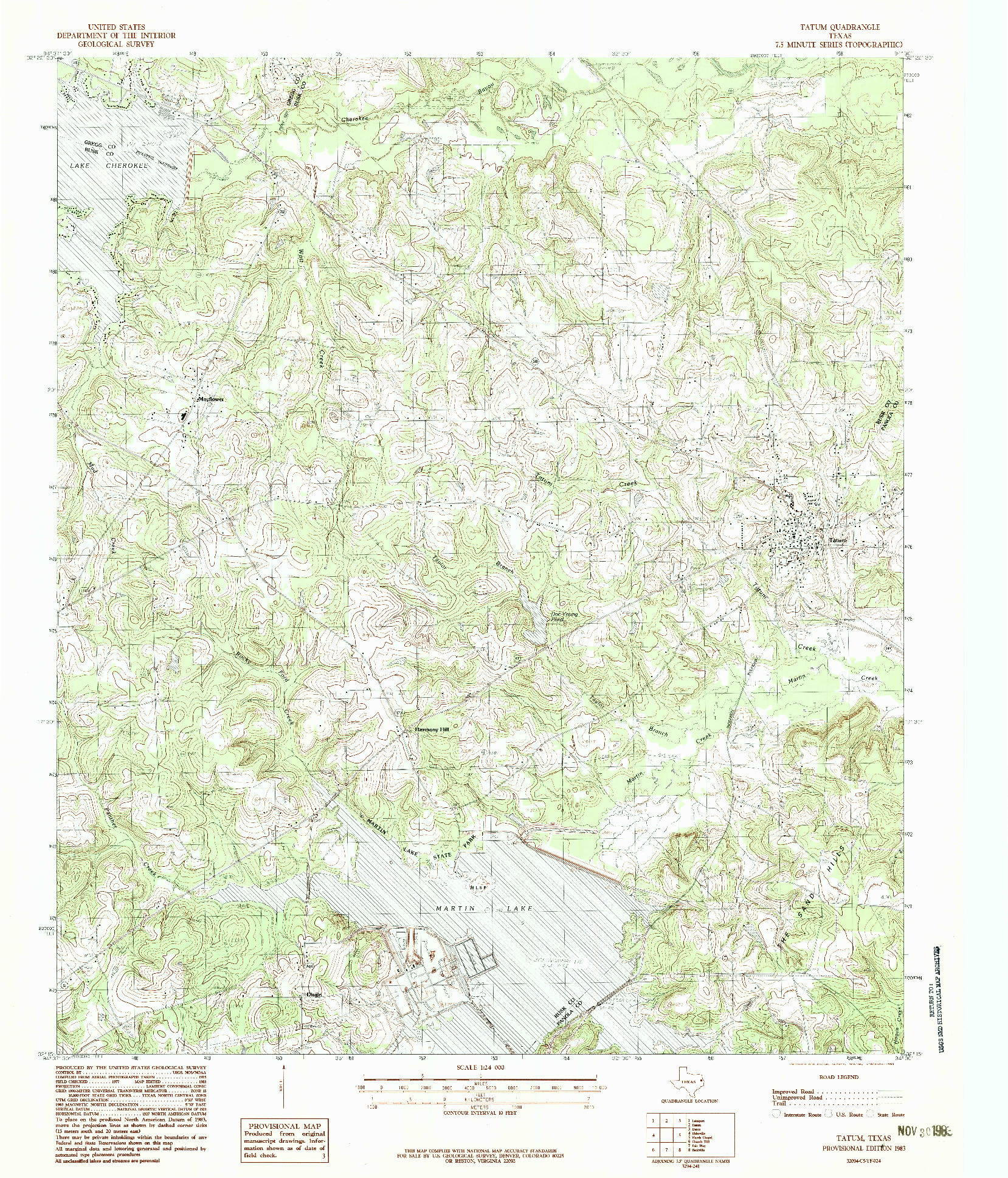 USGS 1:24000-SCALE QUADRANGLE FOR TATUM, TX 1983