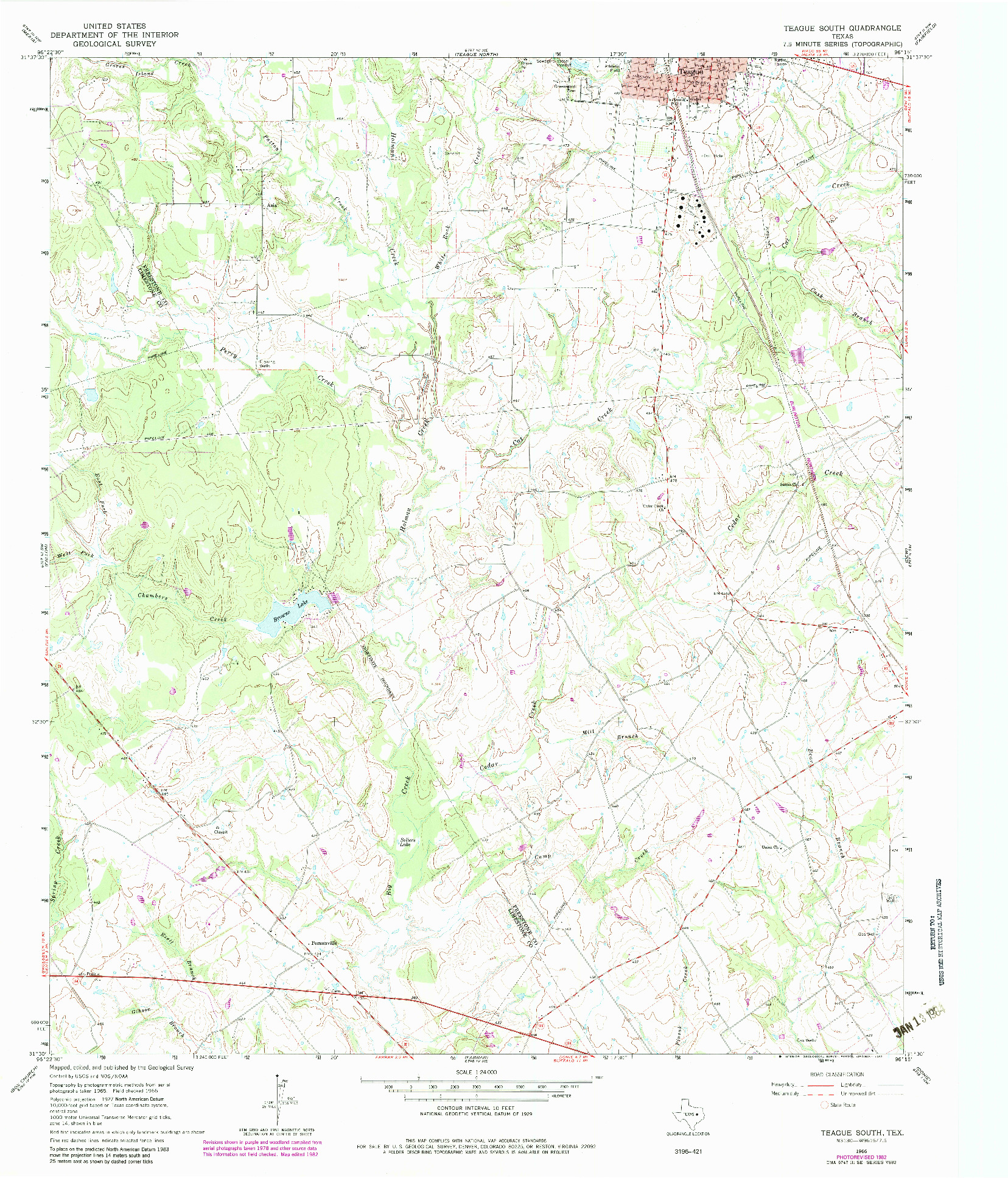USGS 1:24000-SCALE QUADRANGLE FOR TEAGUE SOUTH, TX 1966