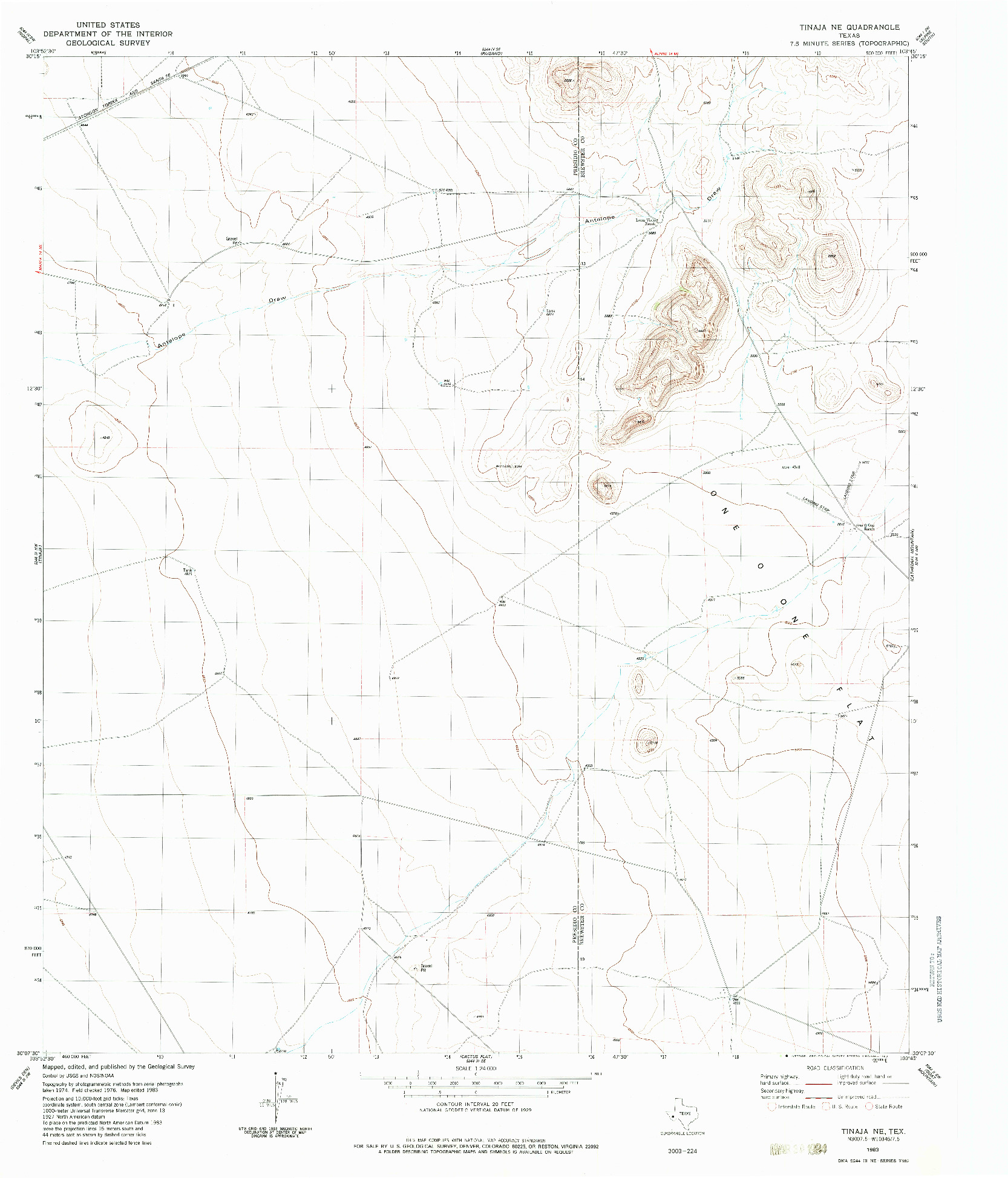 USGS 1:24000-SCALE QUADRANGLE FOR TINAJA NE, TX 1983