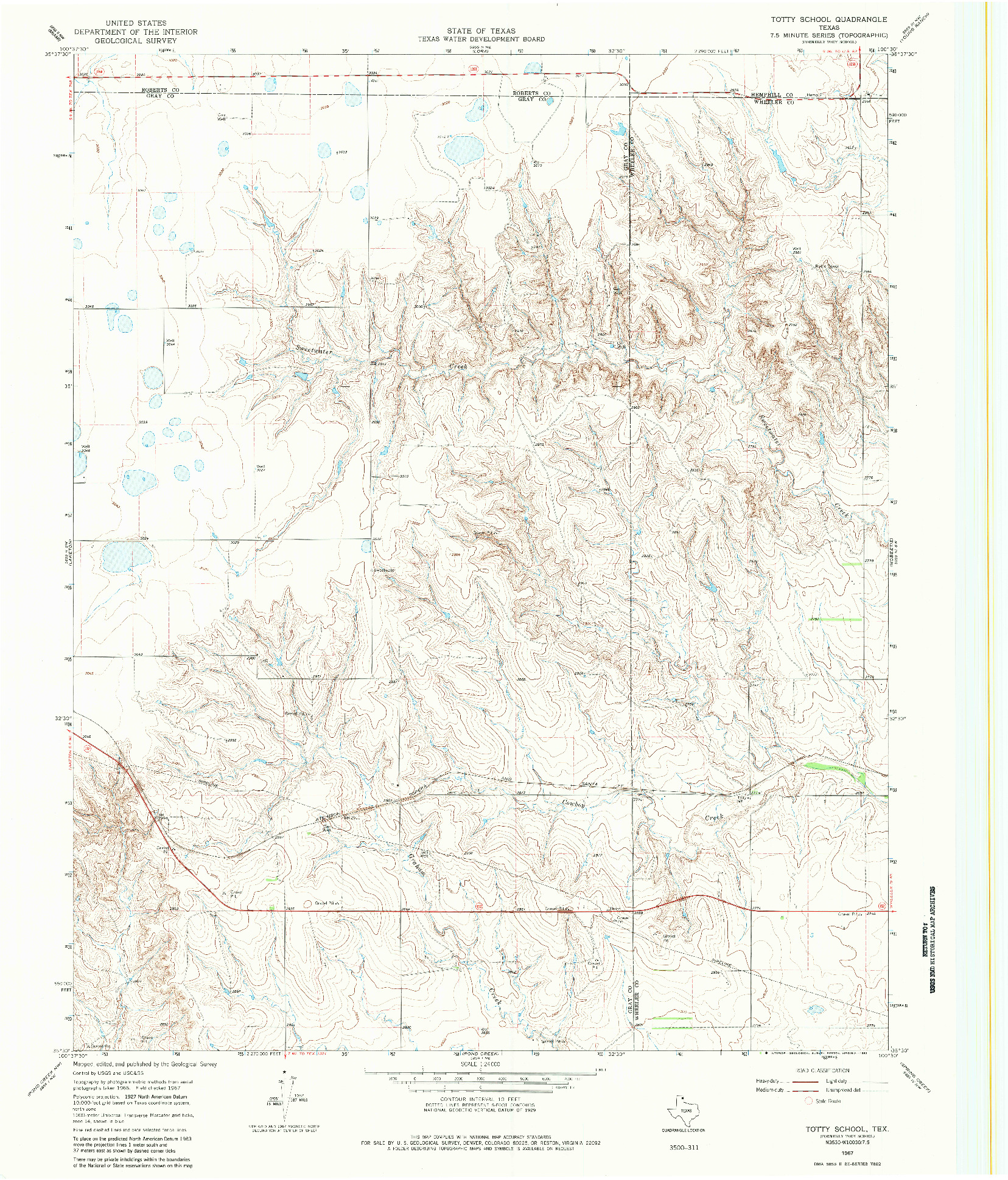 USGS 1:24000-SCALE QUADRANGLE FOR TOTTY SCHOOL, TX 1967