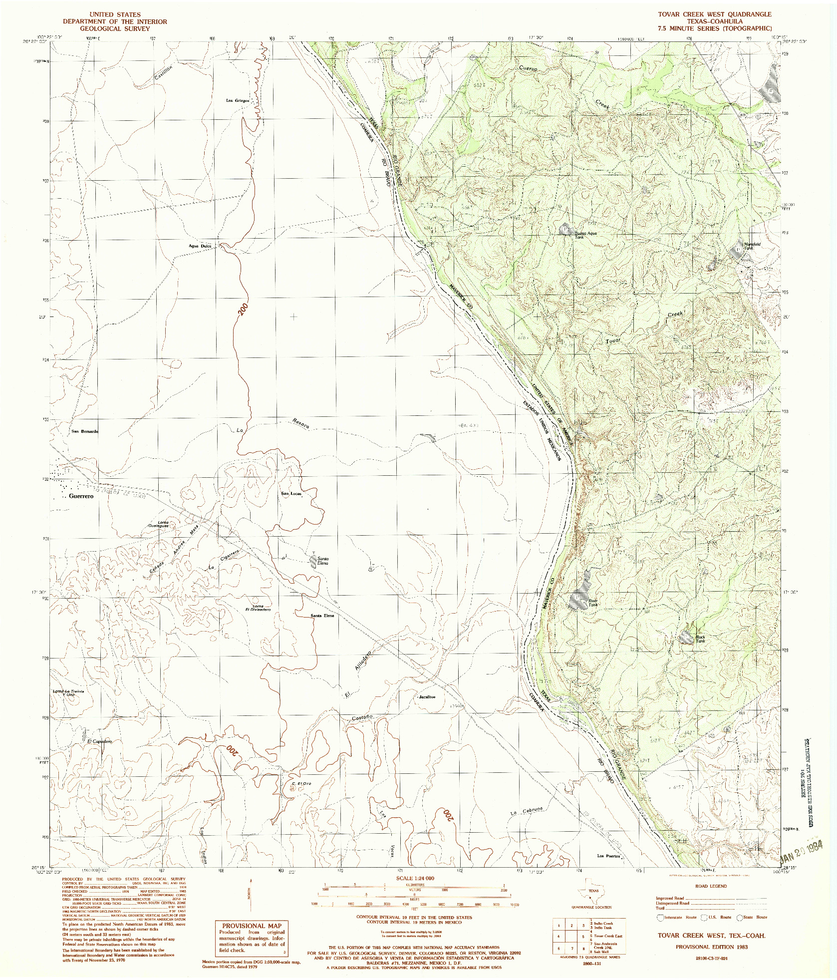 USGS 1:24000-SCALE QUADRANGLE FOR TOVAR CREEK WEST, TX 1983