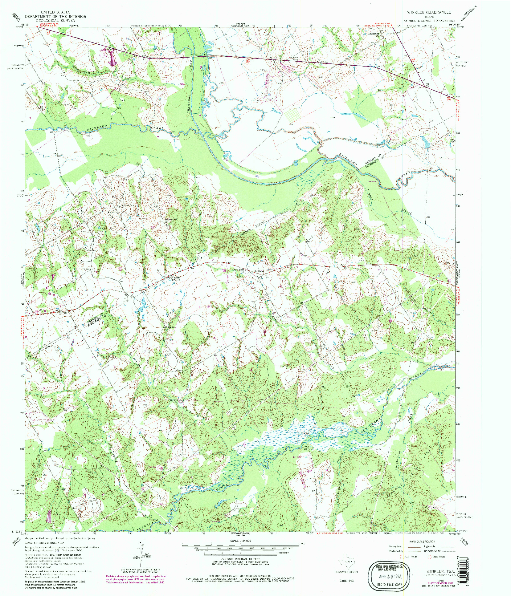 USGS 1:24000-SCALE QUADRANGLE FOR WINKLER, TX 1960