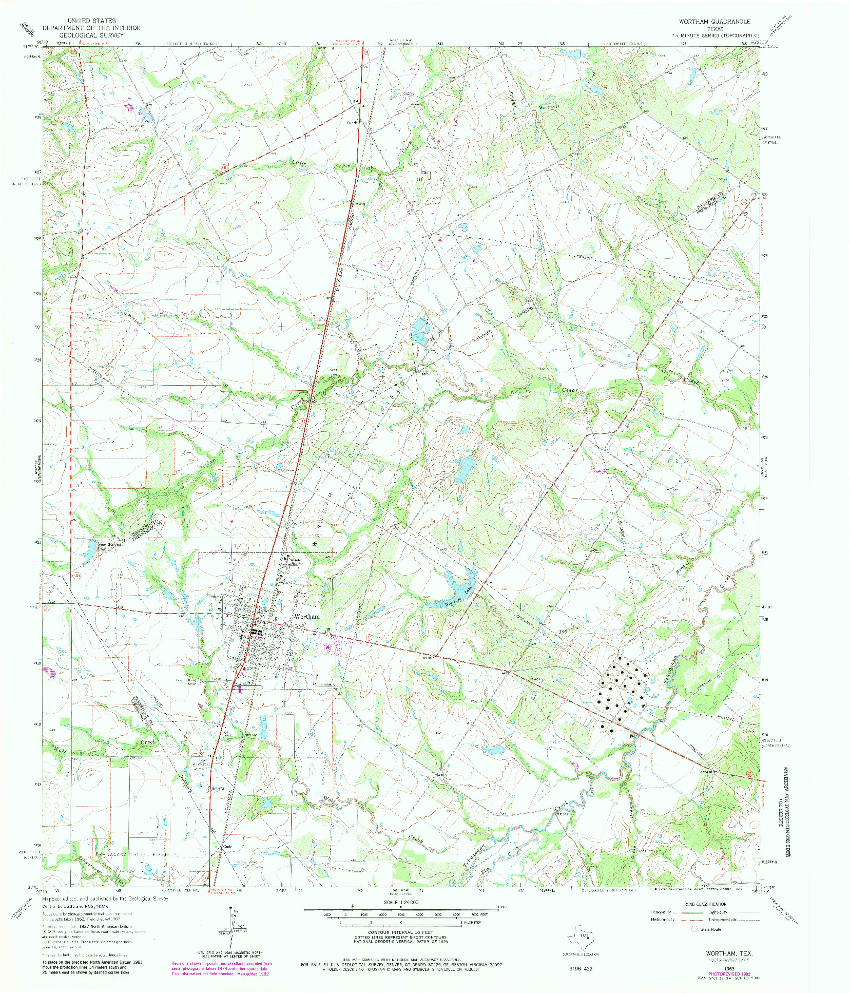 USGS 1:24000-SCALE QUADRANGLE FOR WORTHAM, TX 1963