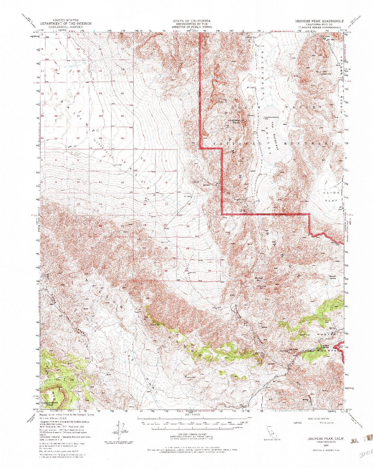 USGS 1:62500-SCALE QUADRANGLE FOR UBEHEBE PEAK, CA 1950