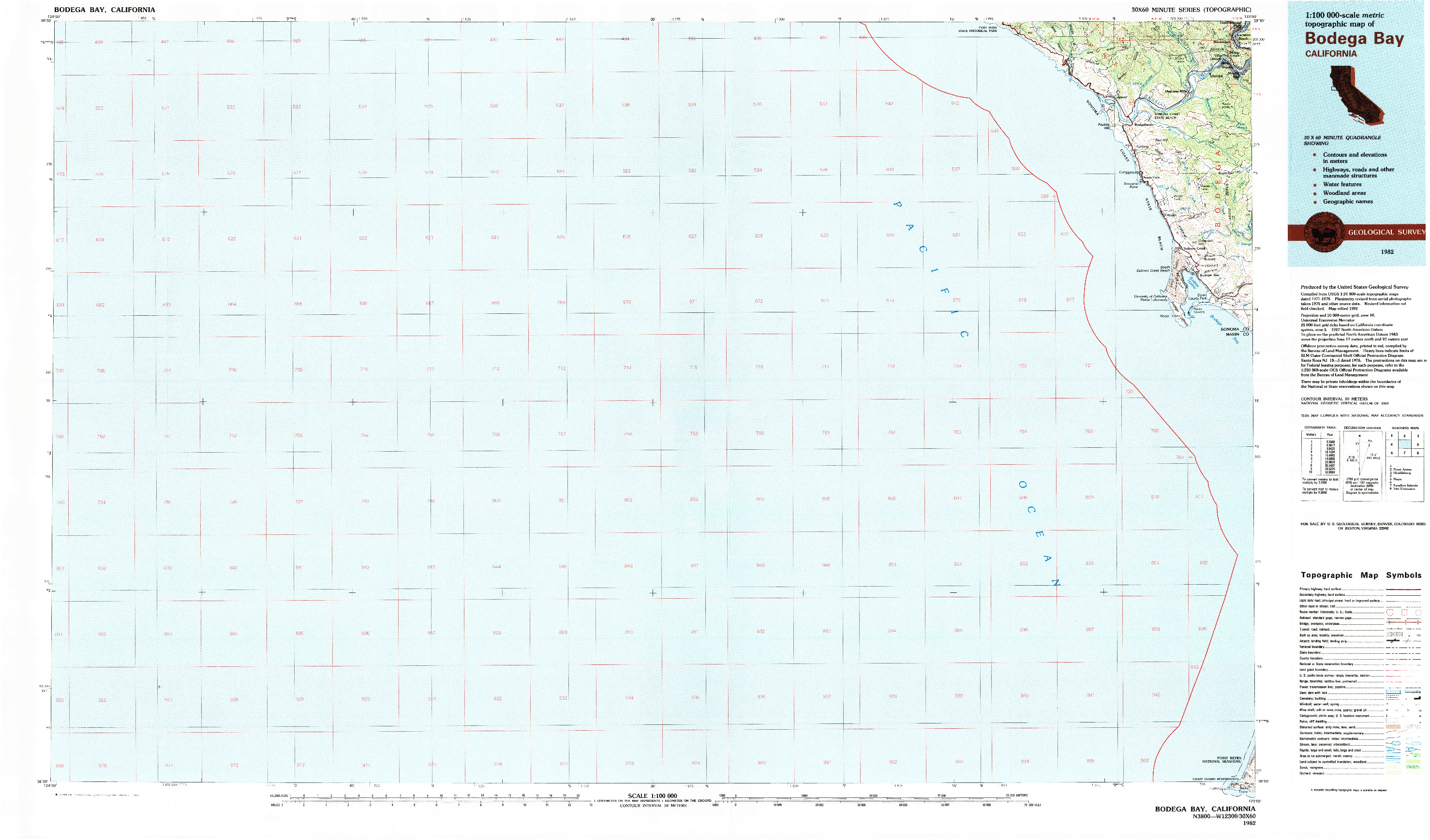 USGS 1:100000-SCALE QUADRANGLE FOR BODEGA BAY, CA 1982