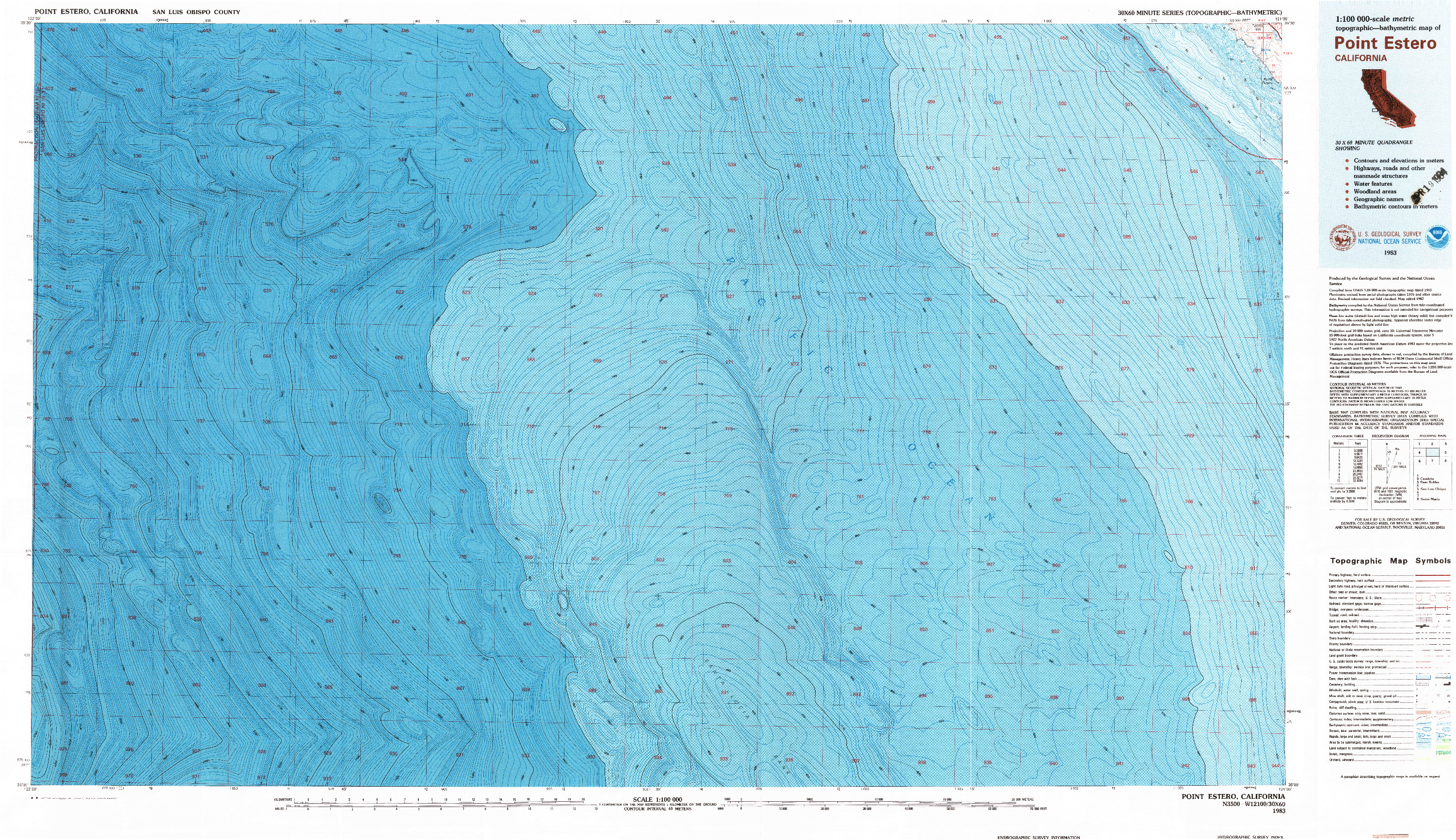 USGS 1:100000-SCALE QUADRANGLE FOR POINT ESTERO, CA 1983