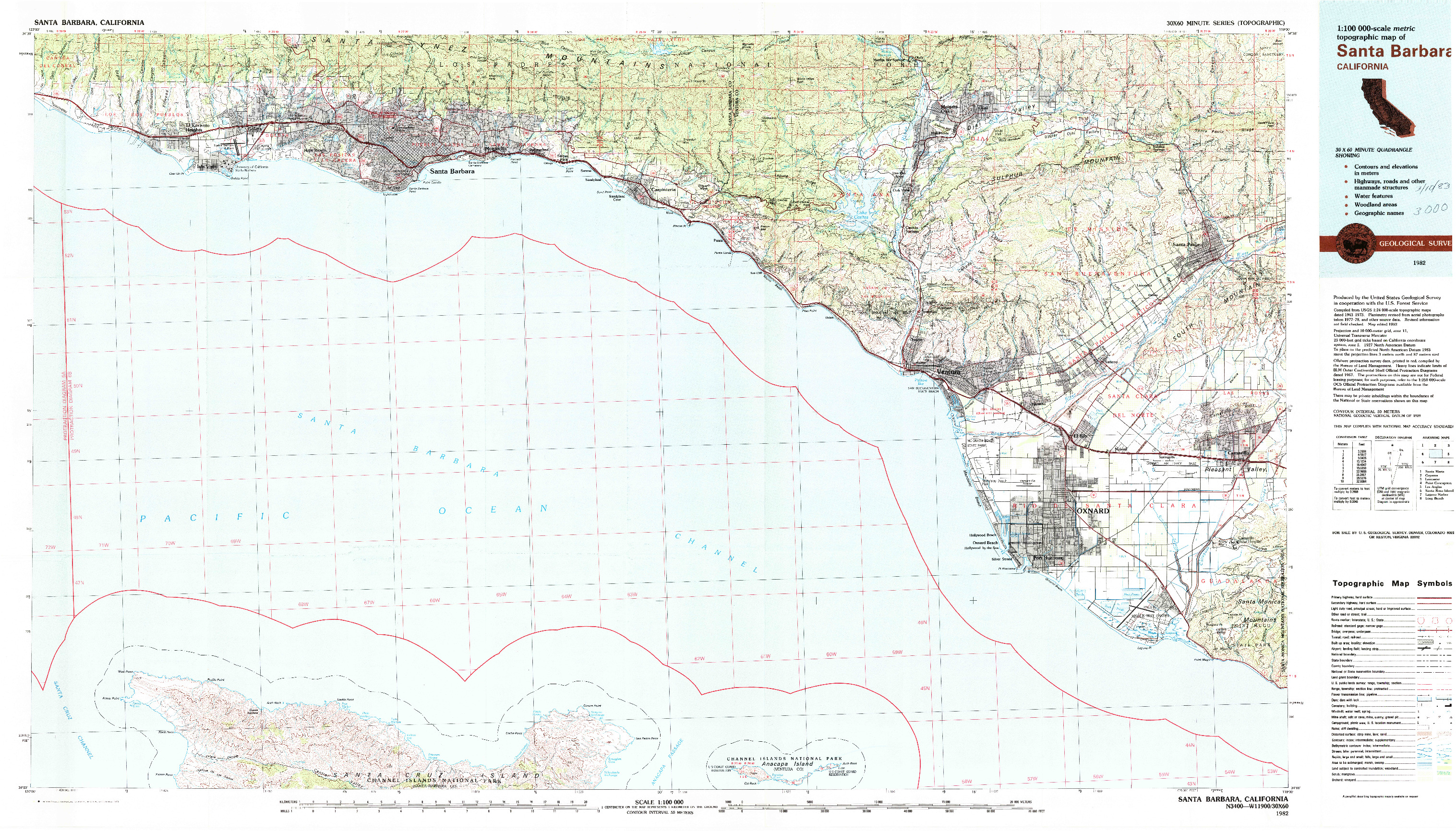 USGS 1:100000-SCALE QUADRANGLE FOR SANTA BARBARA, CA 1982