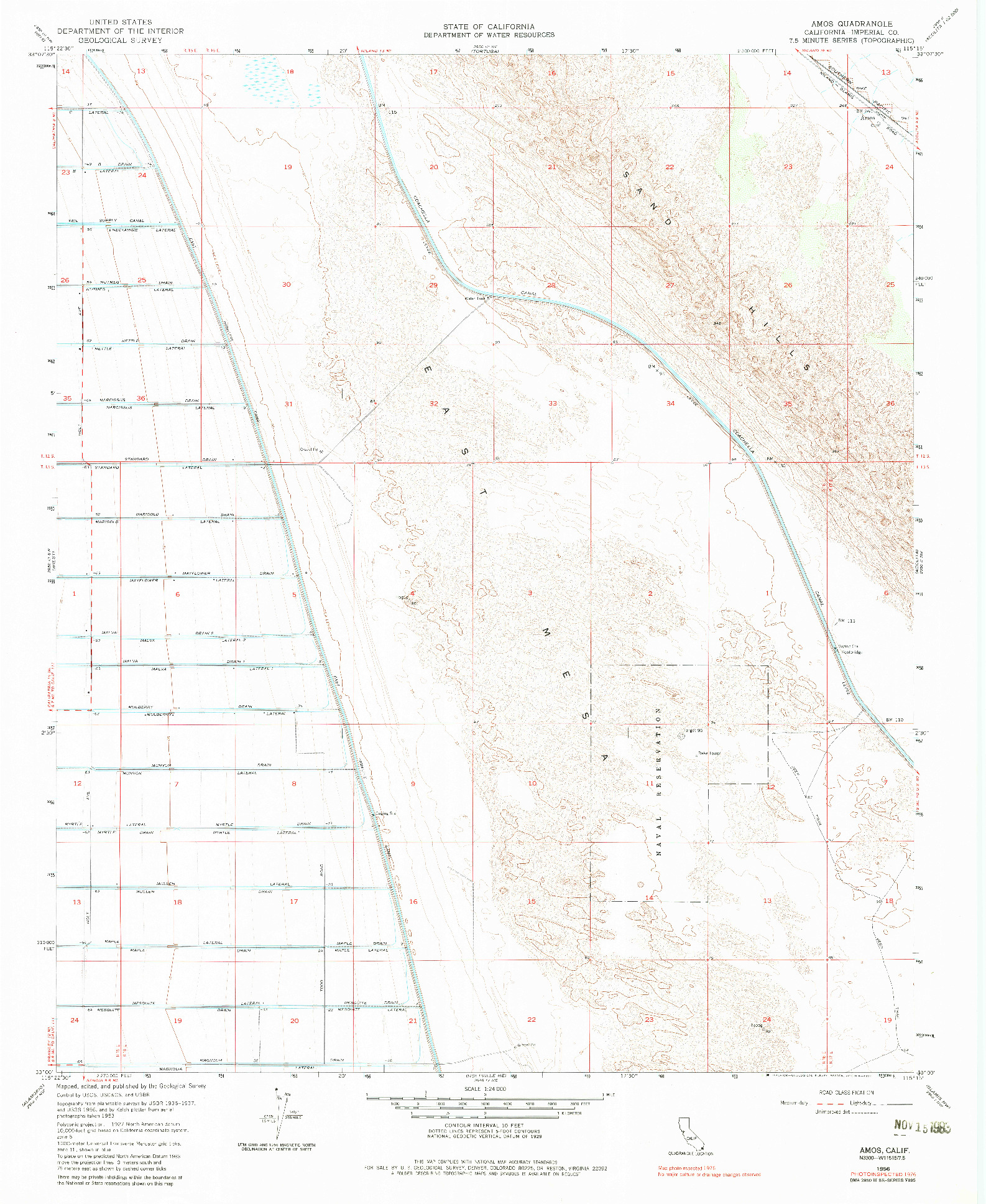 USGS 1:24000-SCALE QUADRANGLE FOR AMOS, CA 1956