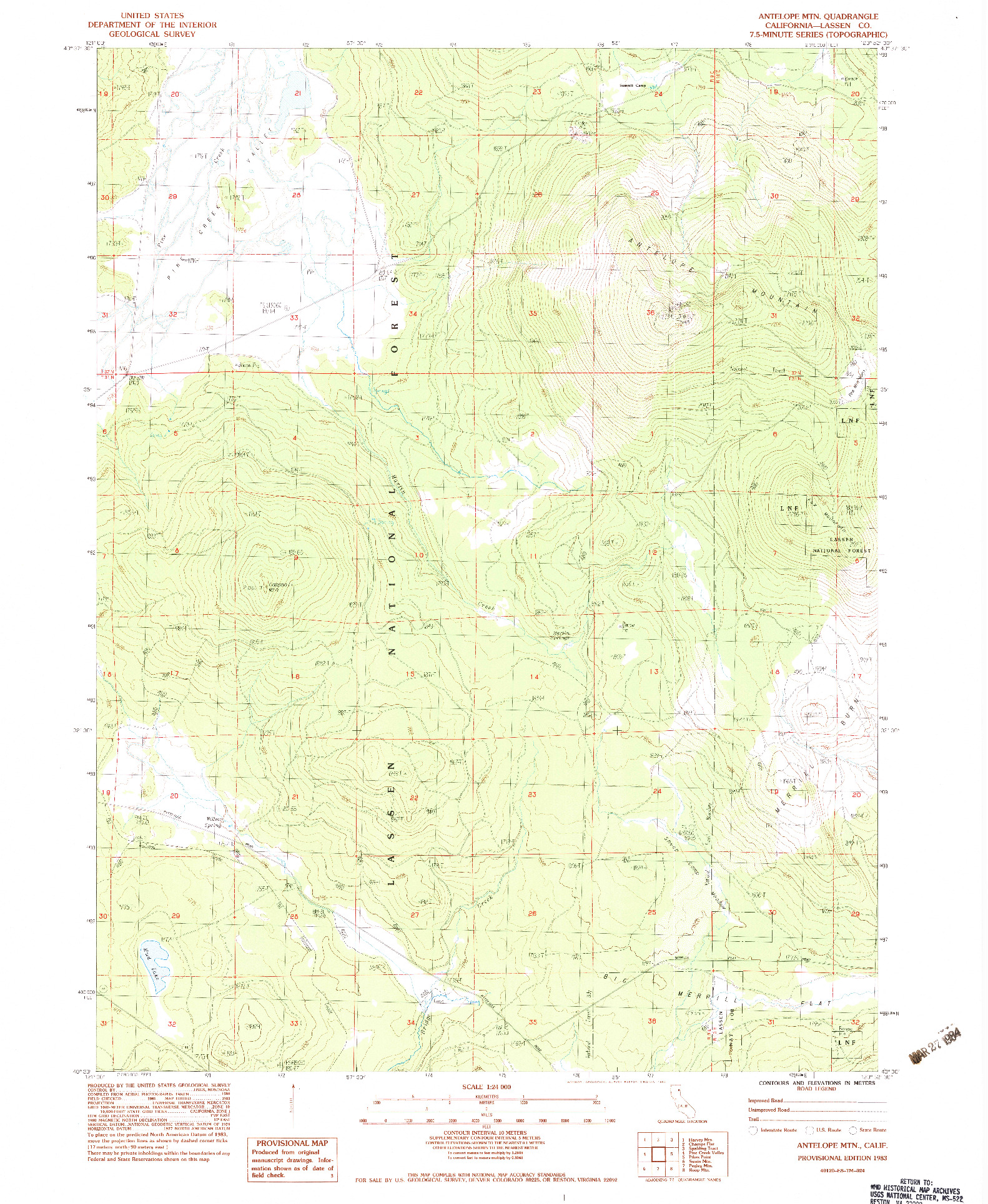 USGS 1:24000-SCALE QUADRANGLE FOR ANTELOPE MTN, CA 1983