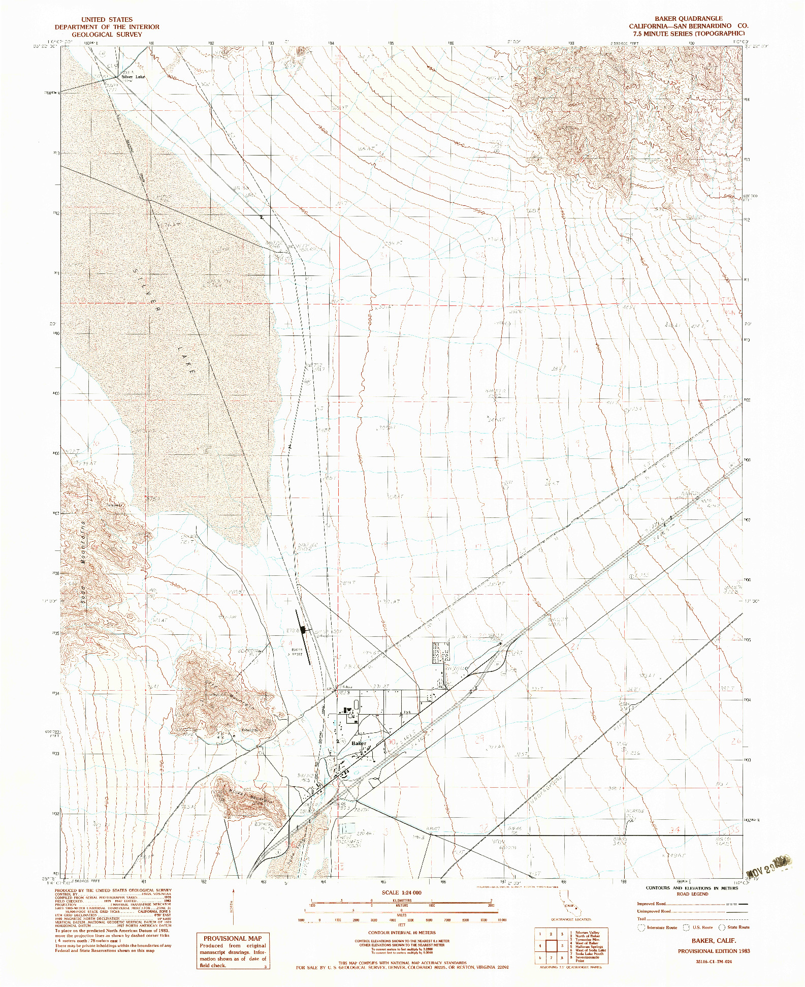 USGS 1:24000-SCALE QUADRANGLE FOR BAKER, CA 1983