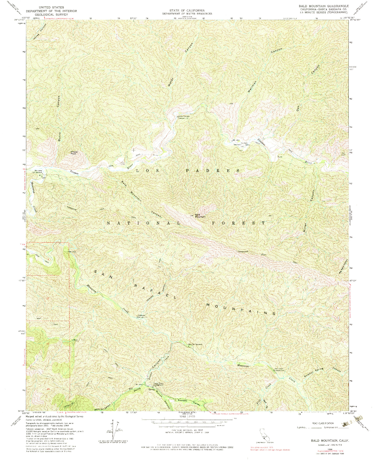 USGS 1:24000-SCALE QUADRANGLE FOR BALD MOUNTAIN, CA 1964