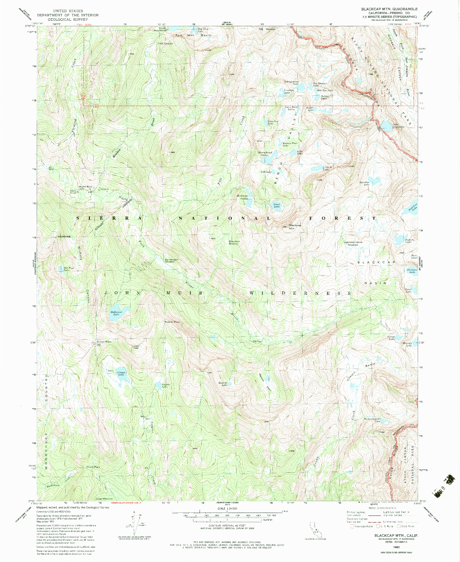 USGS 1:24000-SCALE QUADRANGLE FOR BLACKCAP MTN, CA 1982