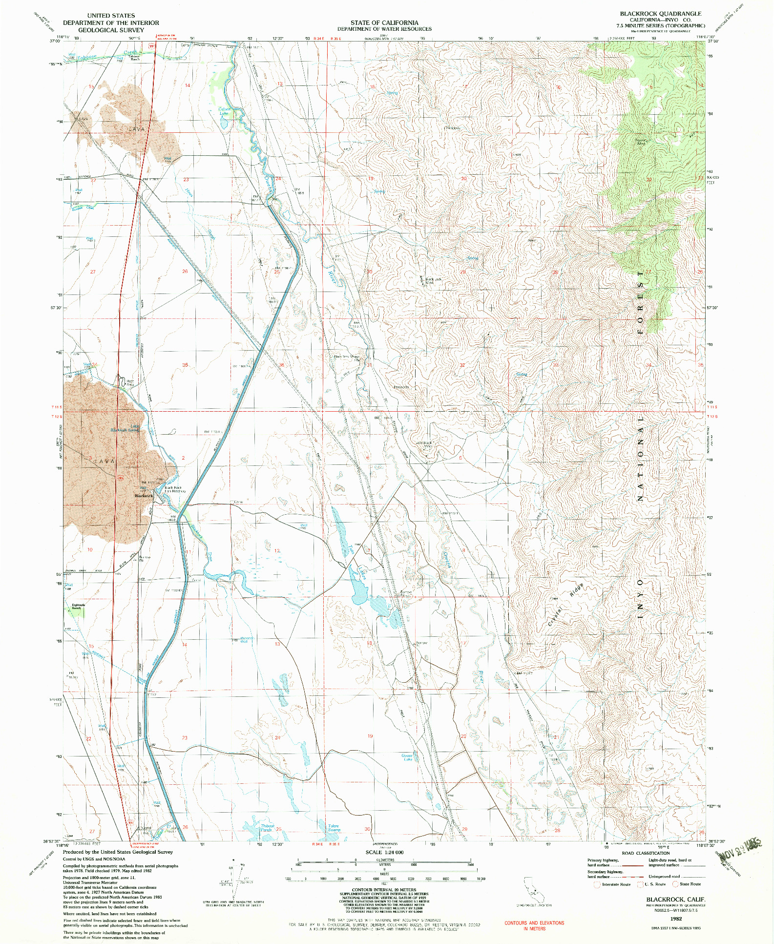 USGS 1:24000-SCALE QUADRANGLE FOR BLACKROCK, CA 1982