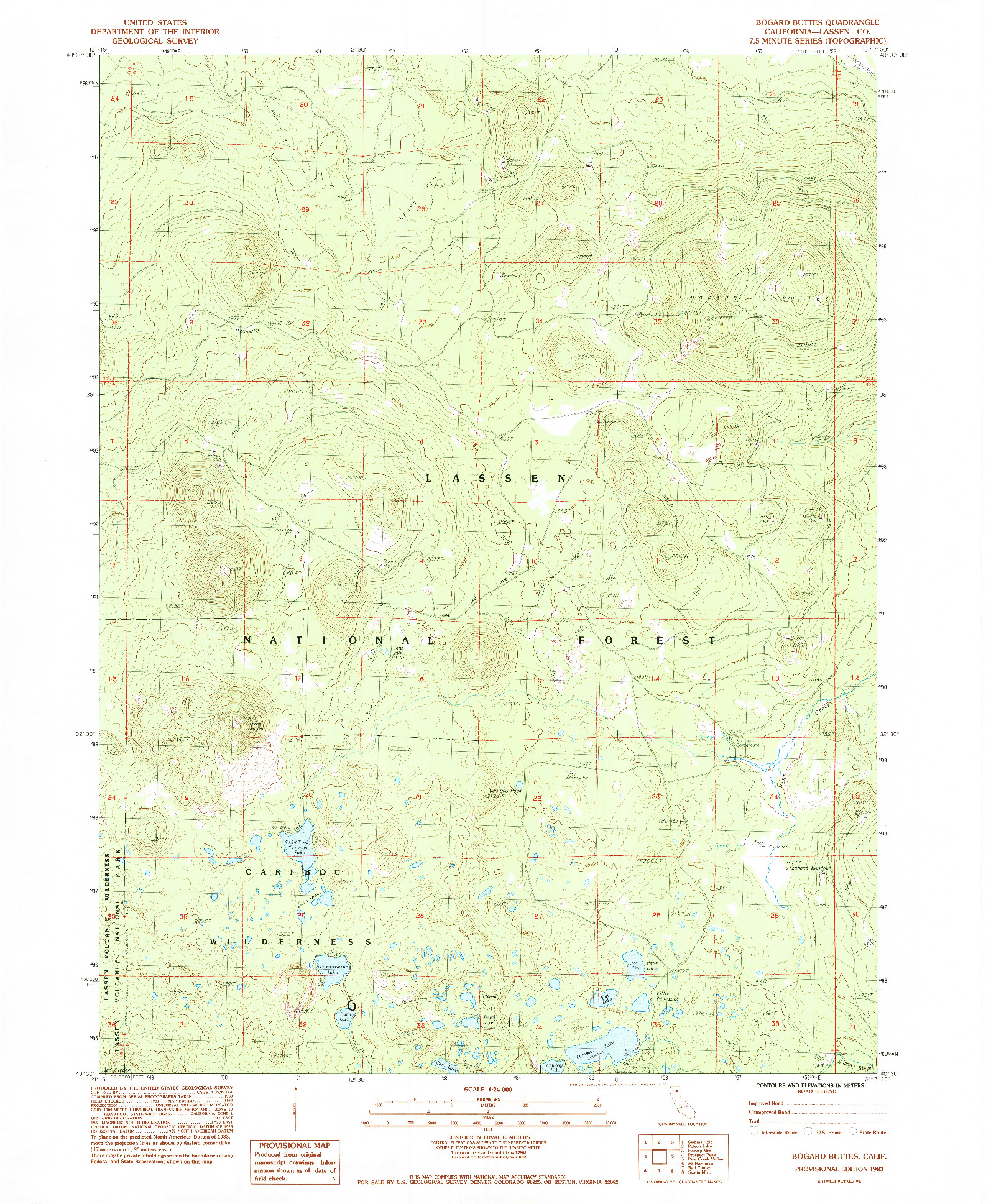 USGS 1:24000-SCALE QUADRANGLE FOR BOGARD BUTTES, CA 1983