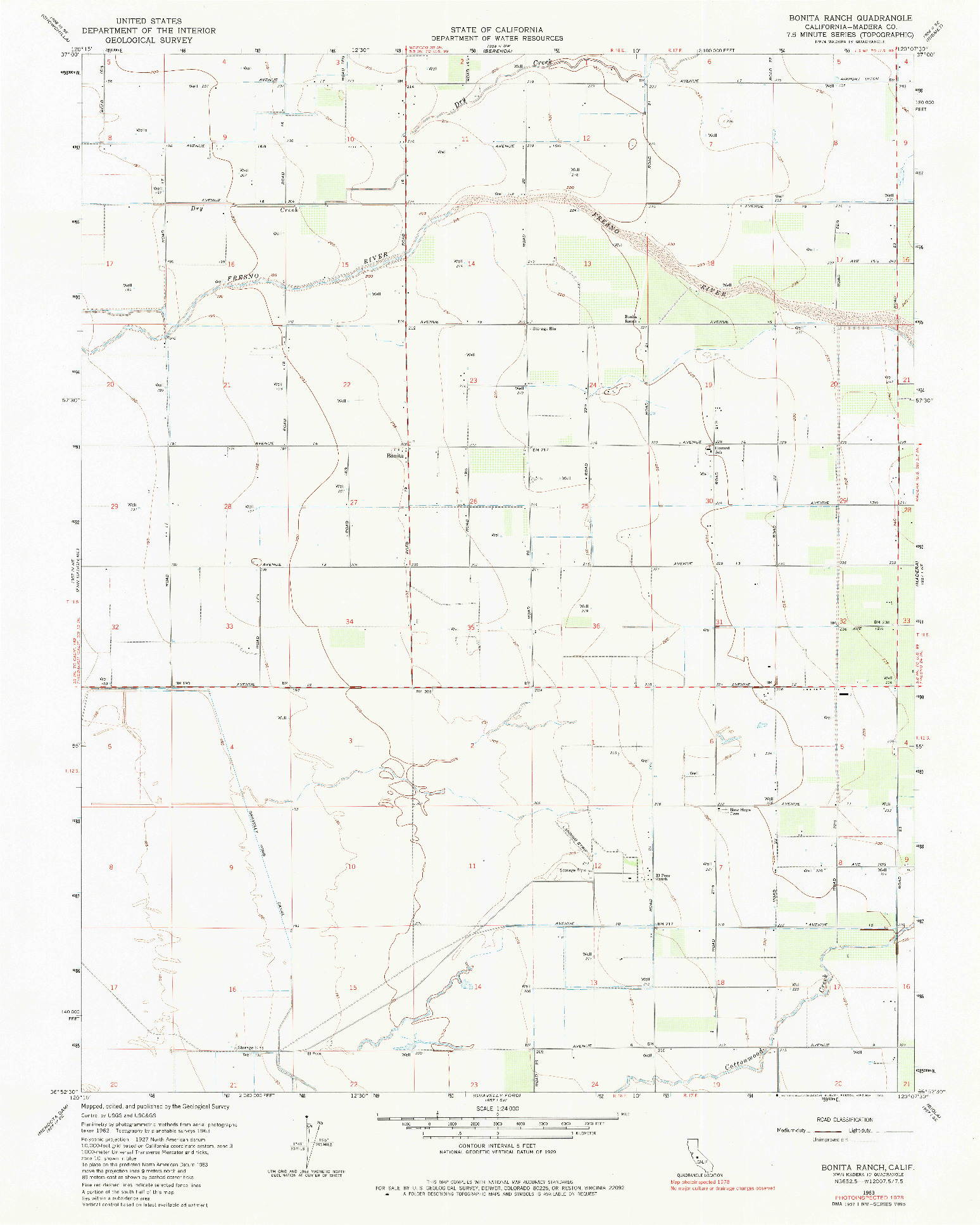 USGS 1:24000-SCALE QUADRANGLE FOR BONITA RANCH, CA 1963