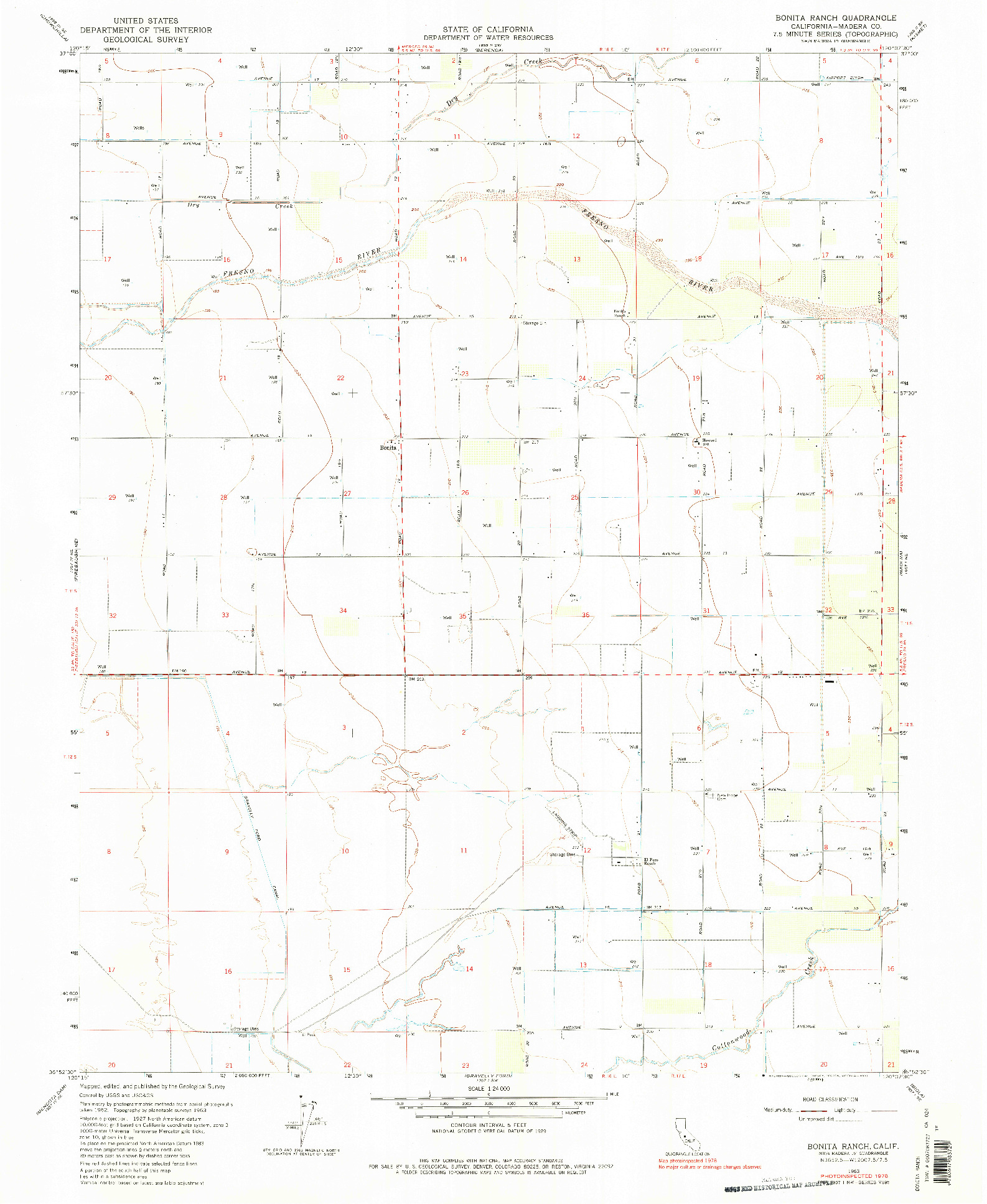 USGS 1:24000-SCALE QUADRANGLE FOR BONITA RANCH, CA 1963