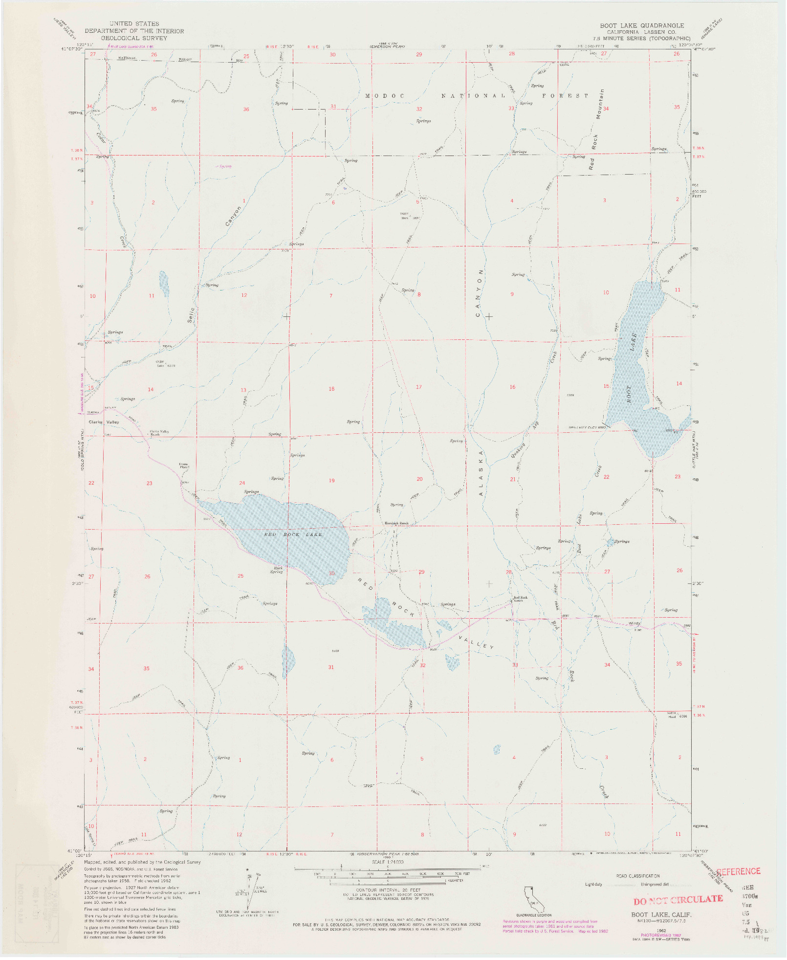 USGS 1:24000-SCALE QUADRANGLE FOR BOOT LAKE, CA 1962