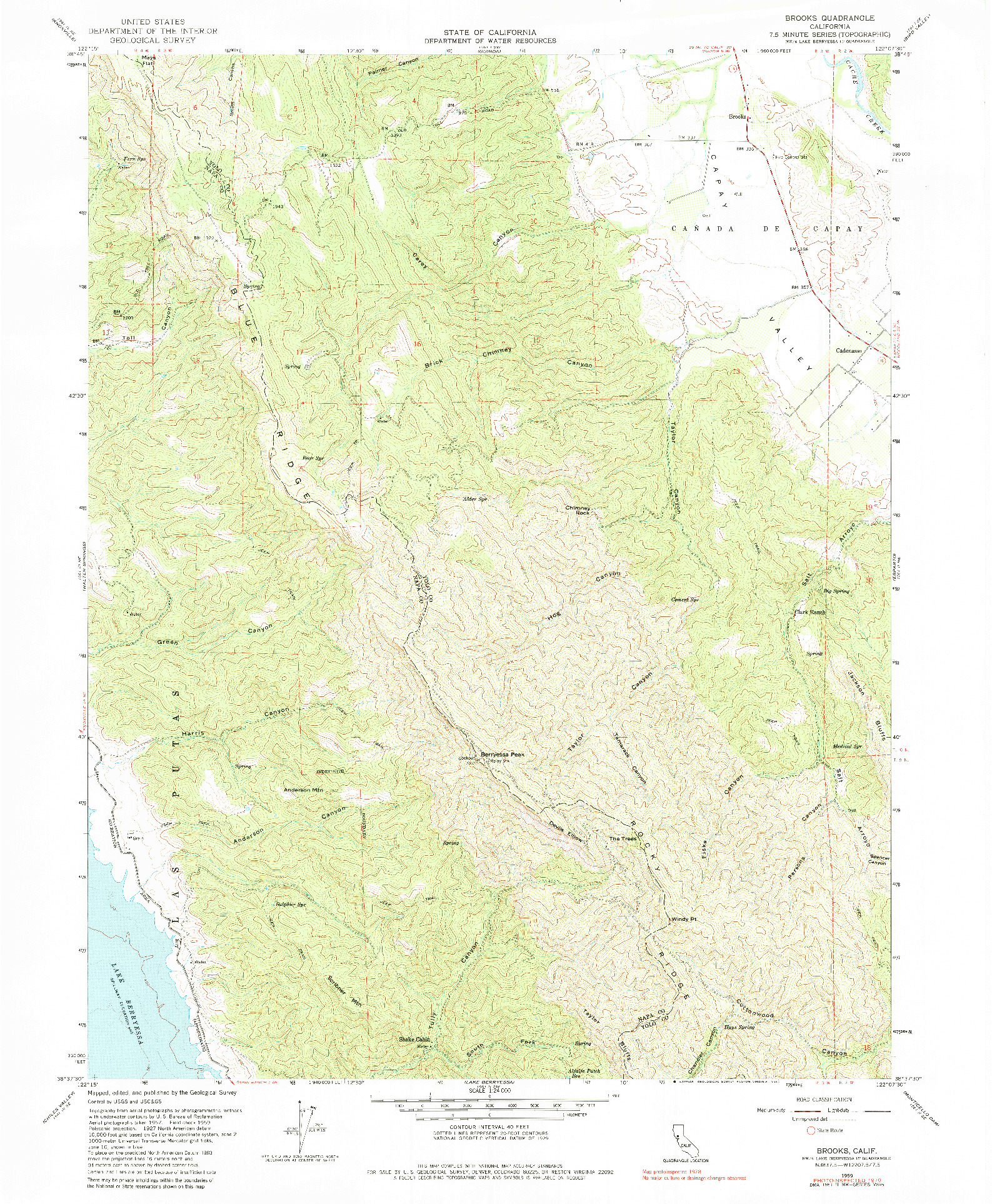 USGS 1:24000-SCALE QUADRANGLE FOR BROOKS, CA 1959
