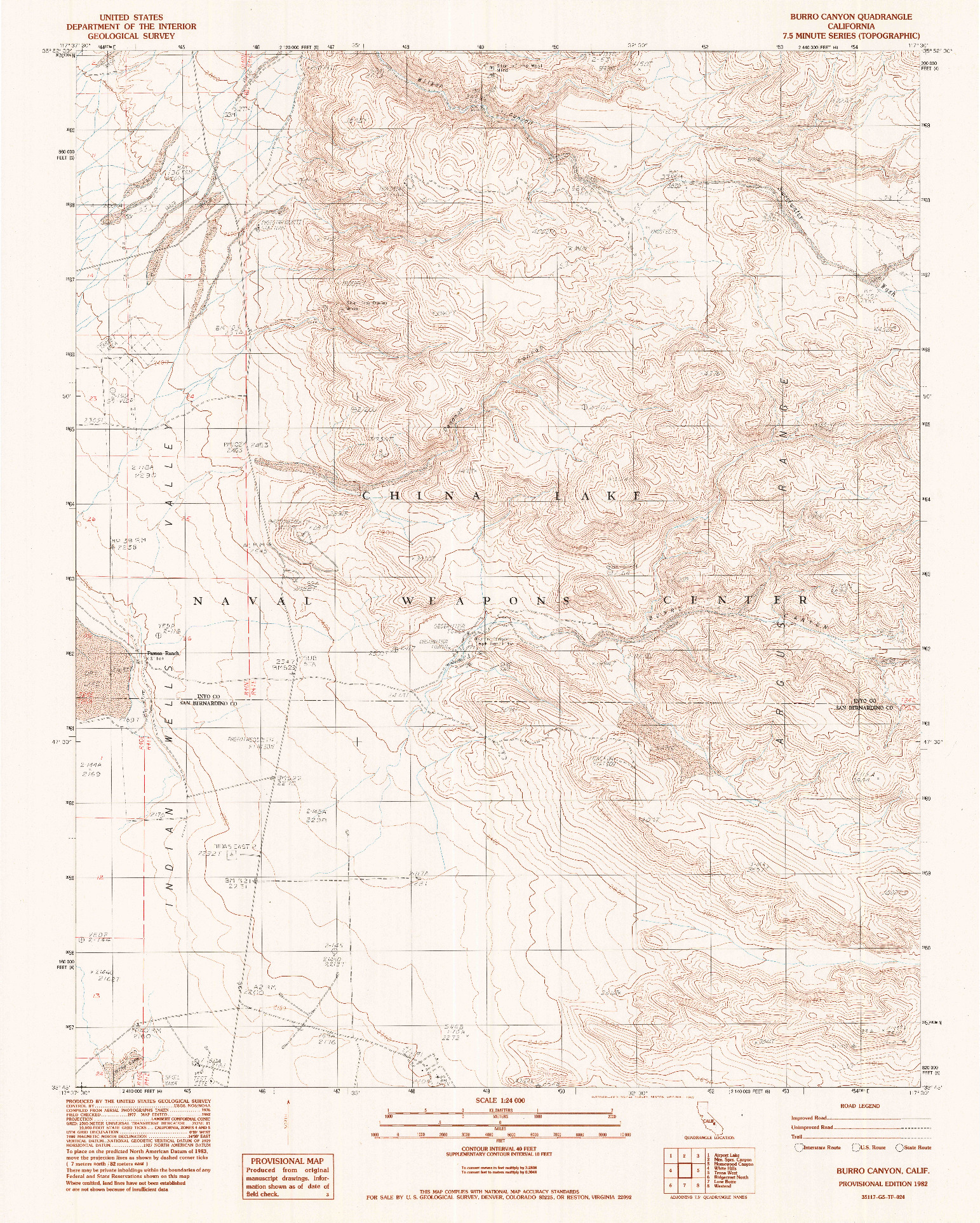 USGS 1:24000-SCALE QUADRANGLE FOR BURRO CANYON, CA 1982