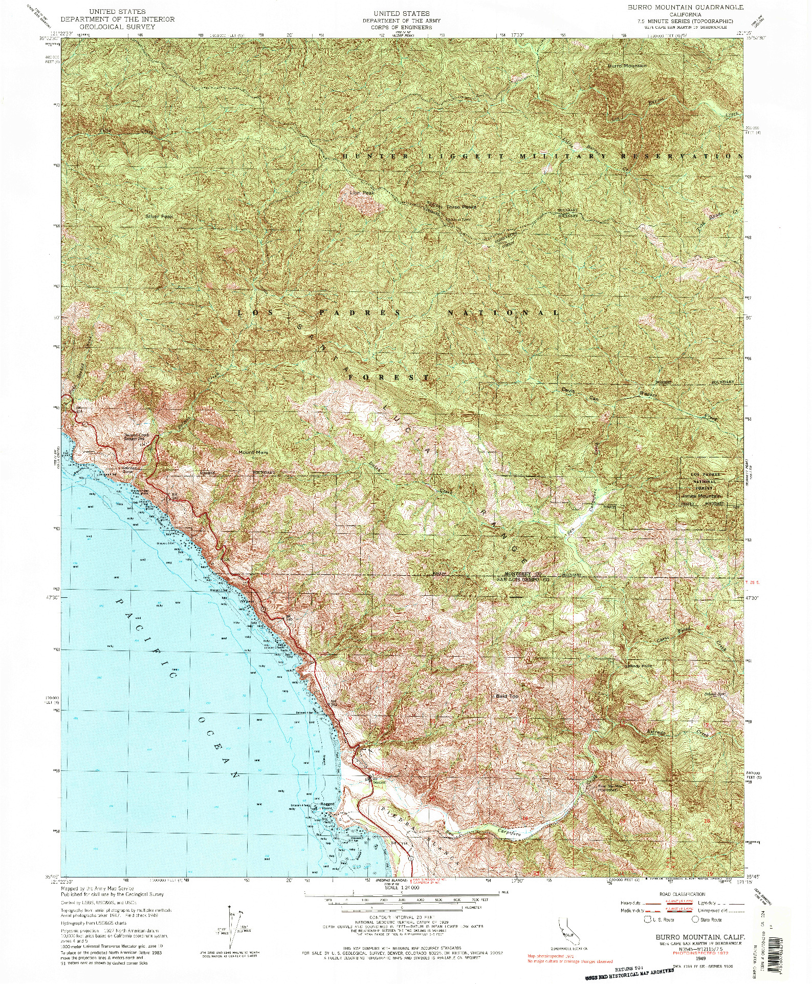 USGS 1:24000-SCALE QUADRANGLE FOR BURRO MOUNTAIN, CA 1949