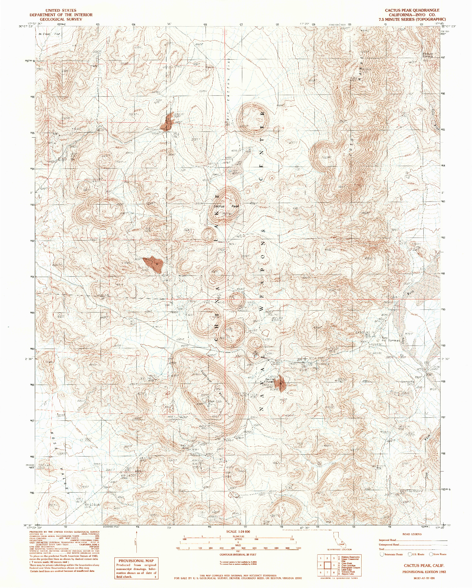 USGS 1:24000-SCALE QUADRANGLE FOR CACTUS PEAK, CA 1983