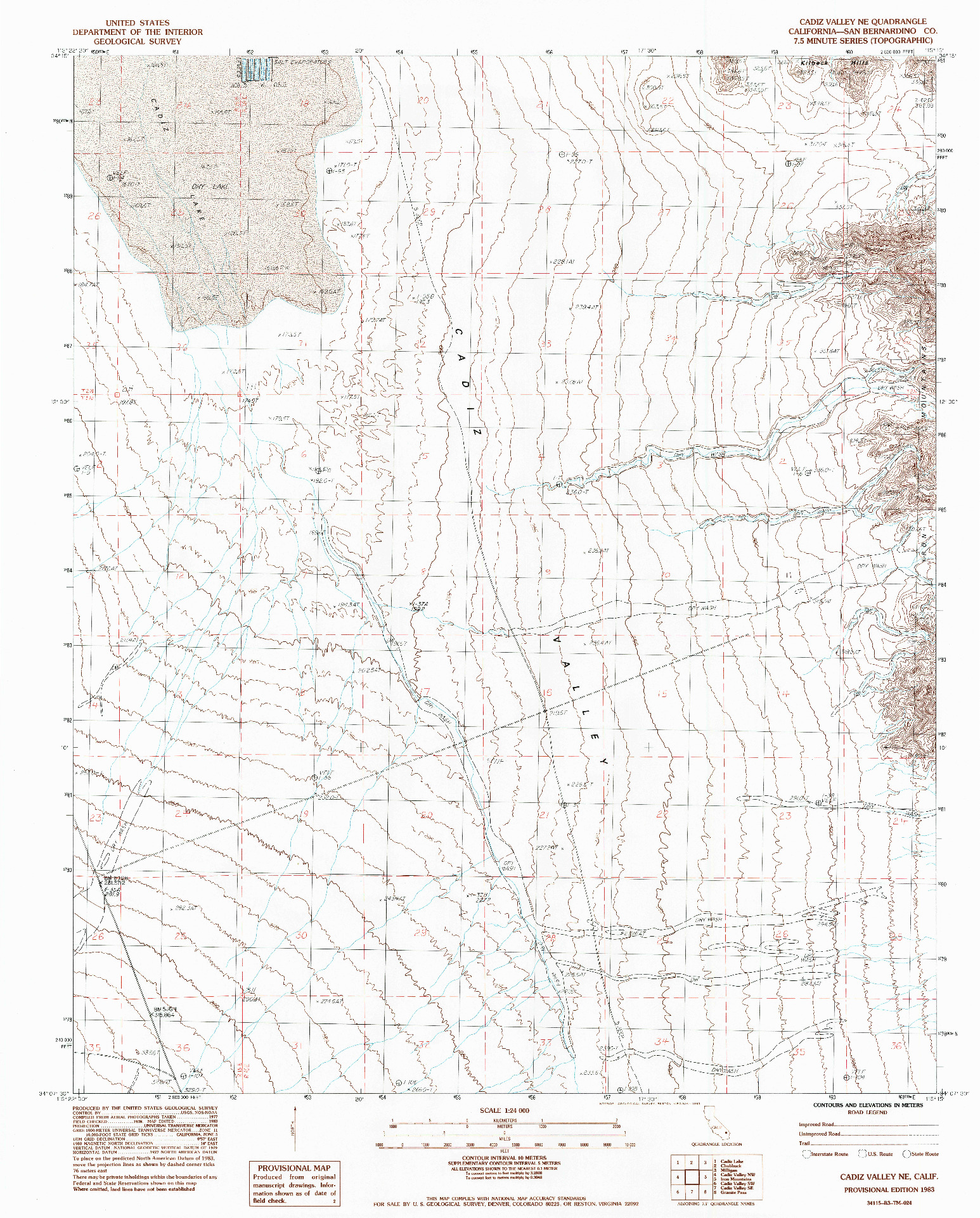 USGS 1:24000-SCALE QUADRANGLE FOR CADIZ VALLEY NE, CA 1983