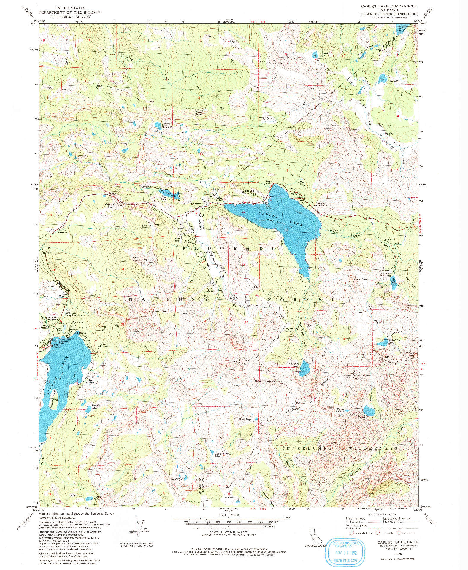 USGS 1:24000-SCALE QUADRANGLE FOR CAPLES LAKE, CA 1979