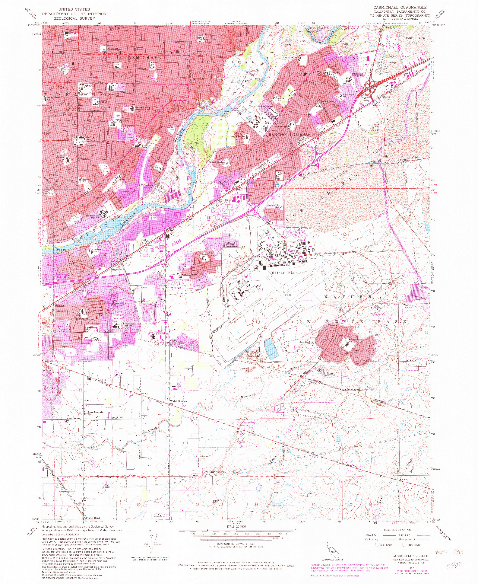 USGS 1:24000-SCALE QUADRANGLE FOR CARMICHAEL, CA 1967