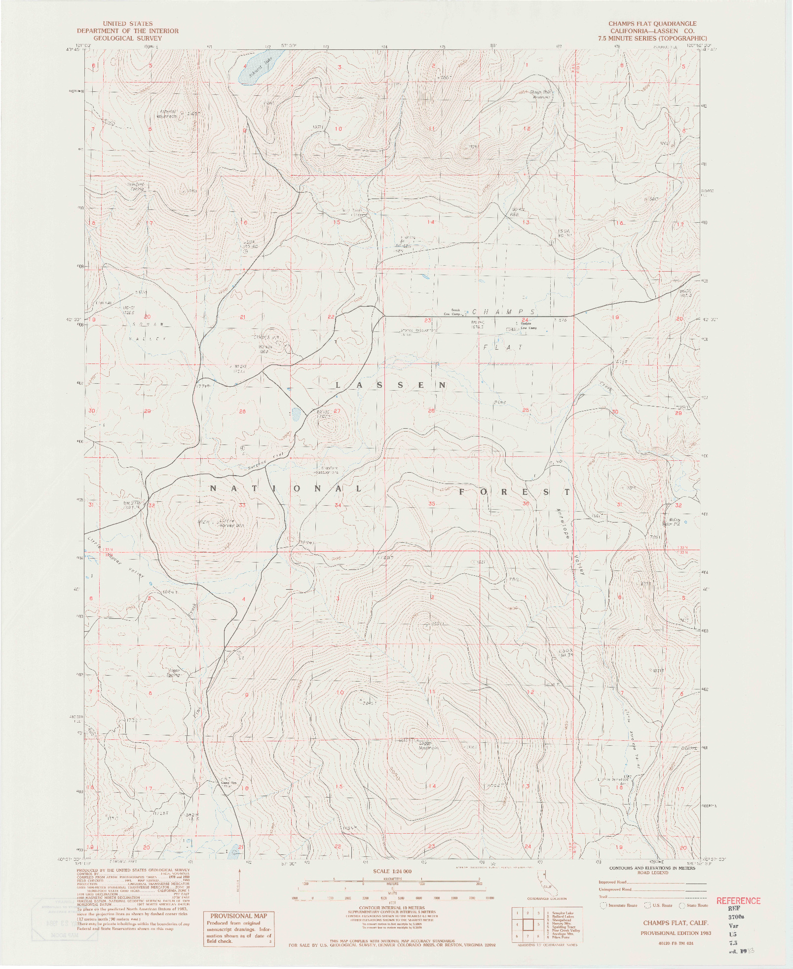 USGS 1:24000-SCALE QUADRANGLE FOR CHAMPS FLAT, CA 1983