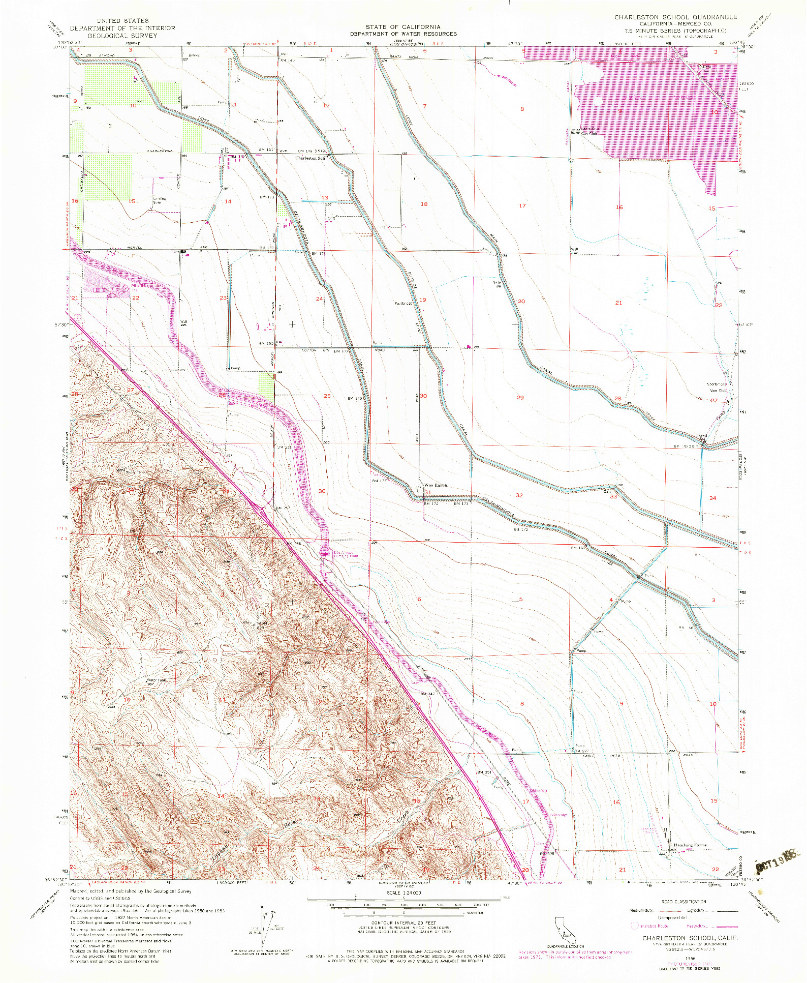 USGS 1:24000-SCALE QUADRANGLE FOR CHARLESTON SCHOOL, CA 1956