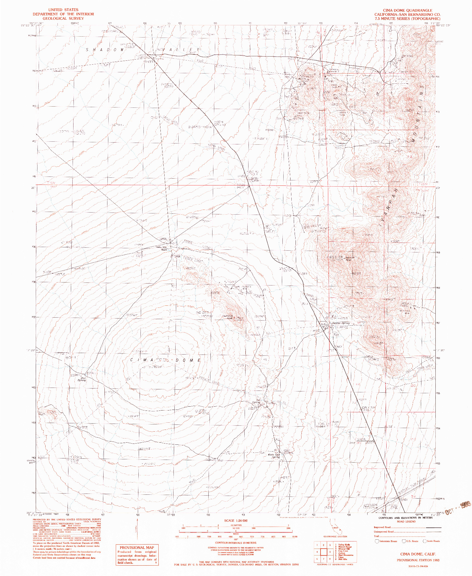 USGS 1:24000-SCALE QUADRANGLE FOR CIMA DOME, CA 1983