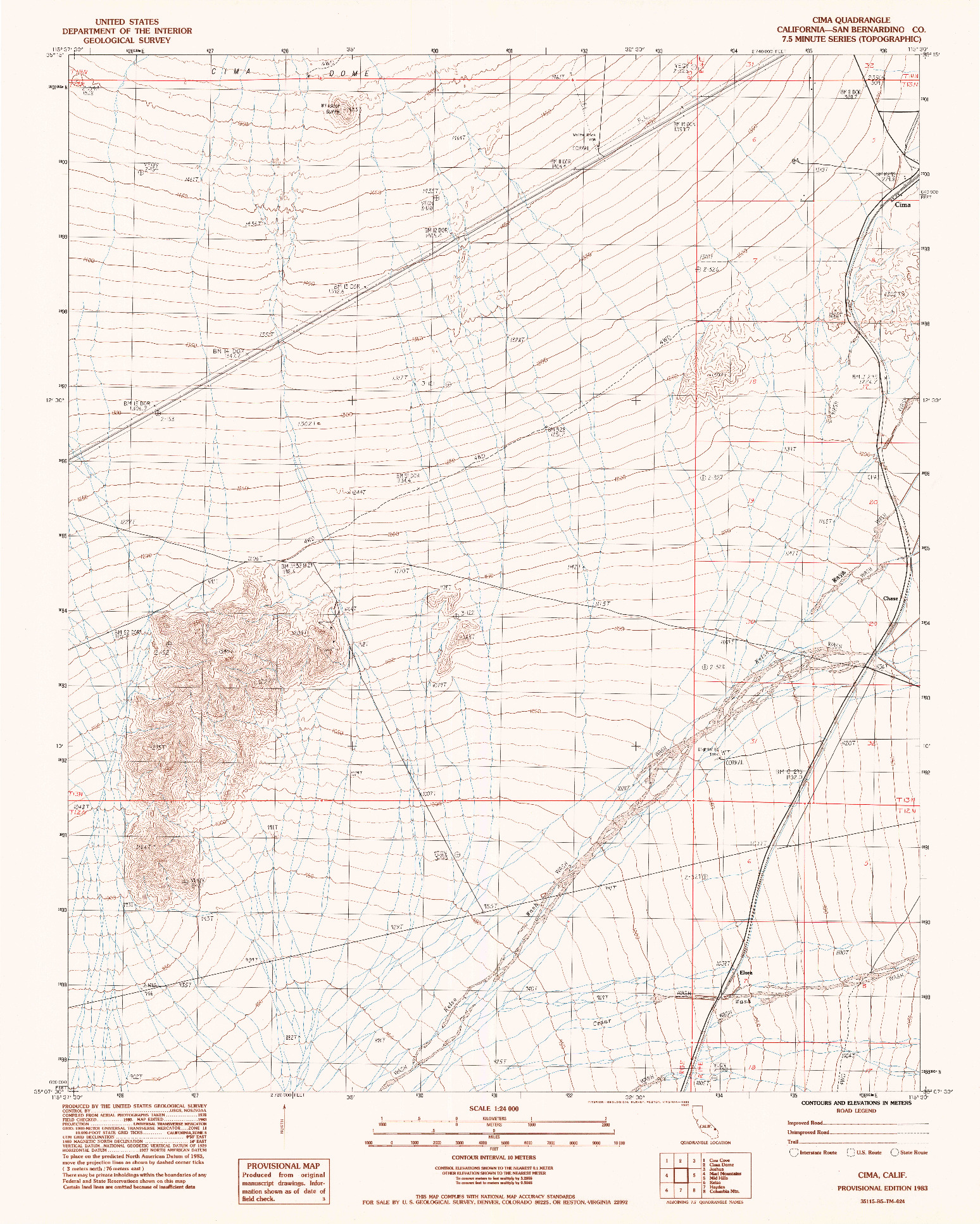 USGS 1:24000-SCALE QUADRANGLE FOR CIMA, CA 1983