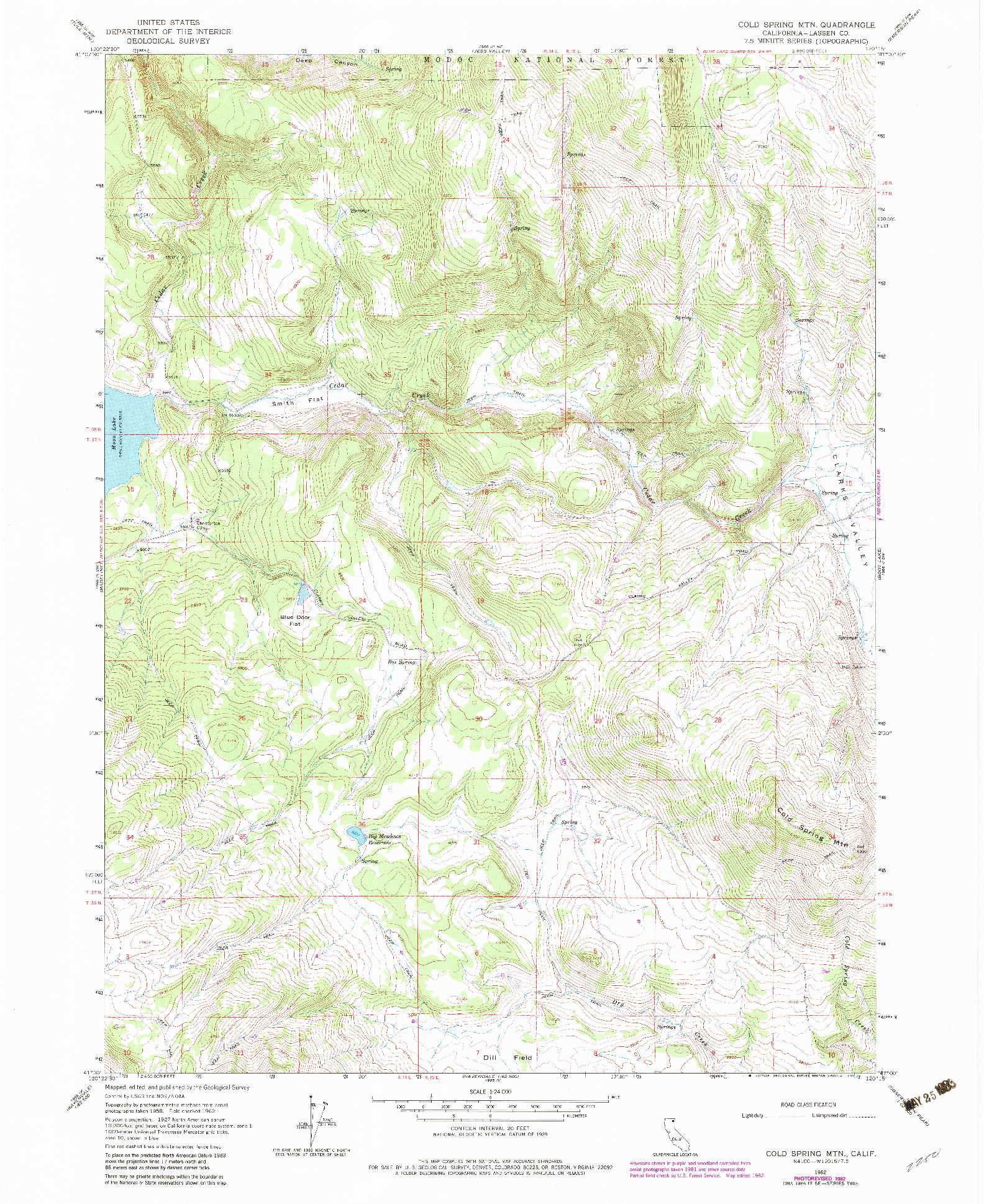 USGS 1:24000-SCALE QUADRANGLE FOR COLD SPRING MTN, CA 1962