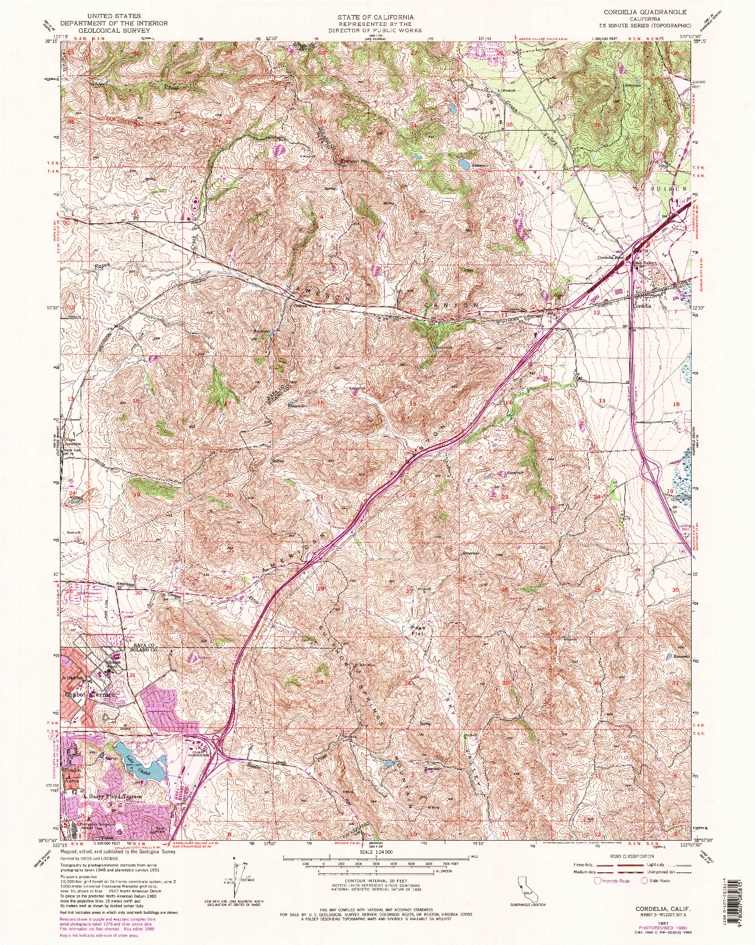 USGS 1:24000-SCALE QUADRANGLE FOR CORDELIA, CA 1951